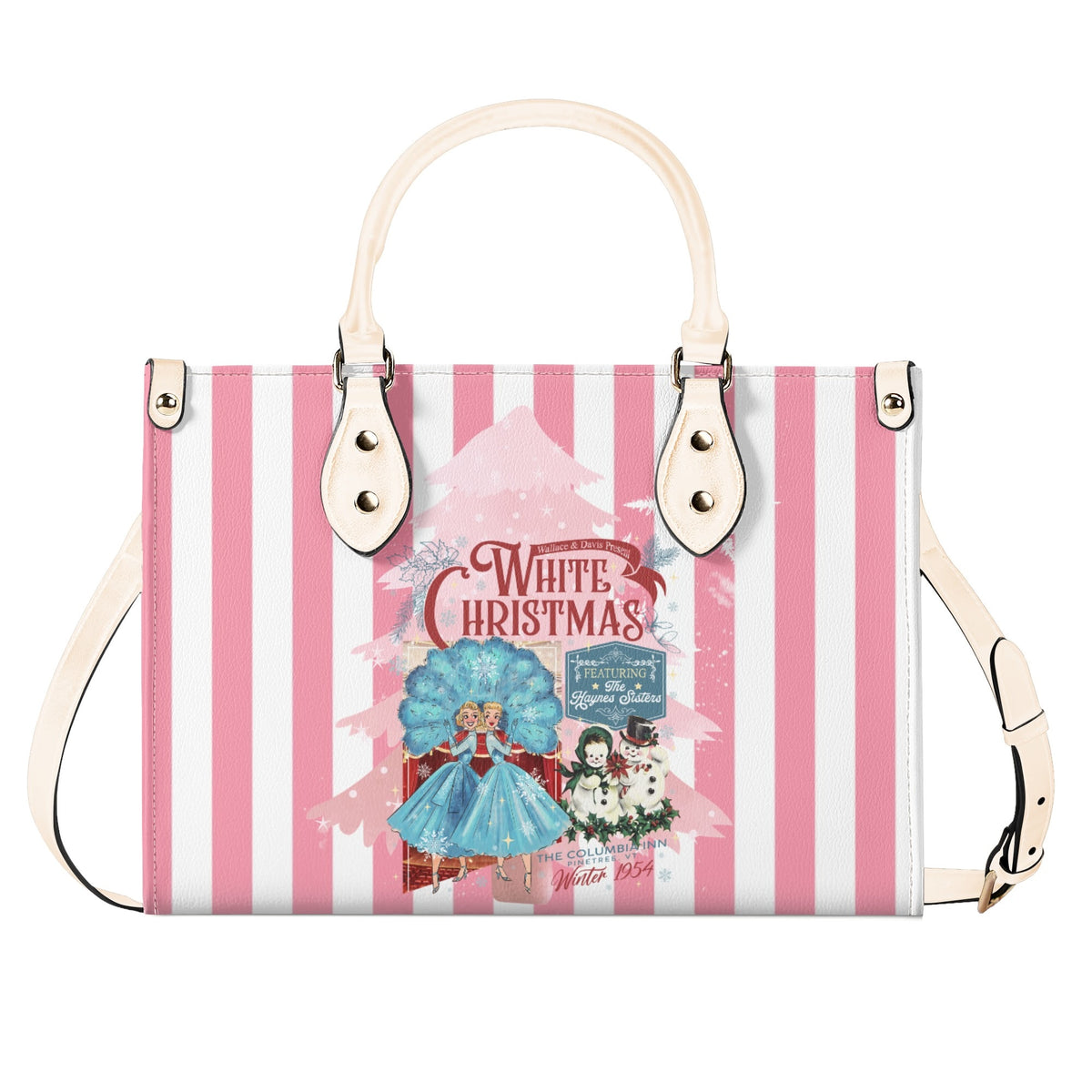 Sister Sister White Christmas Kitschy Fun Holiday Handbag - Mid Century Modern Gal