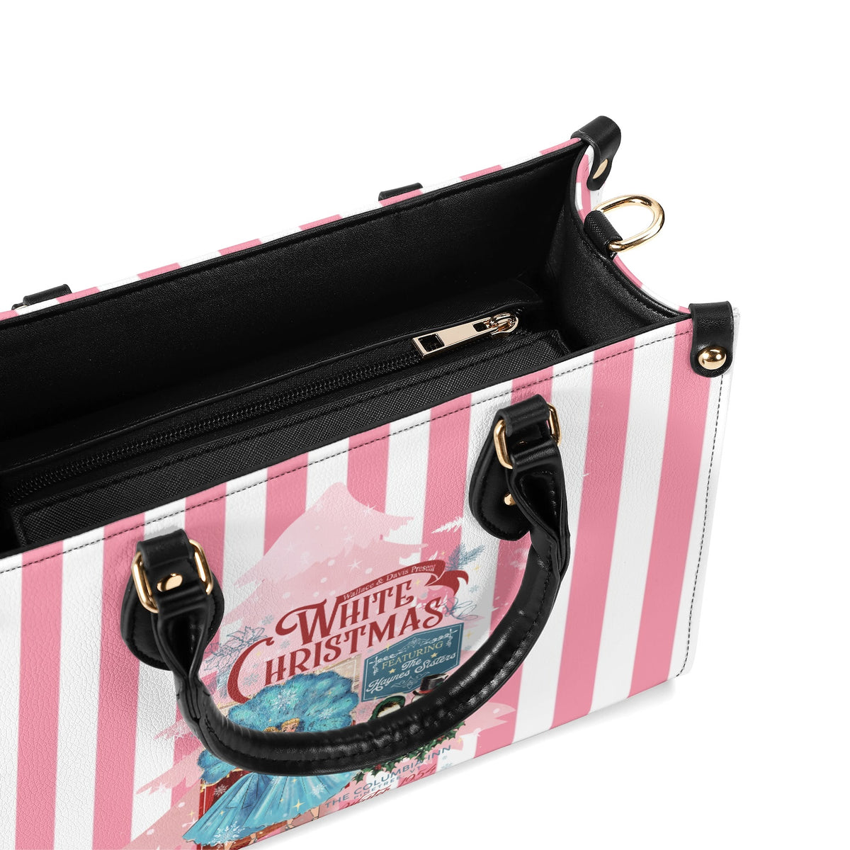 Sister Sister White Christmas Kitschy Fun Holiday Handbag - Mid Century Modern Gal