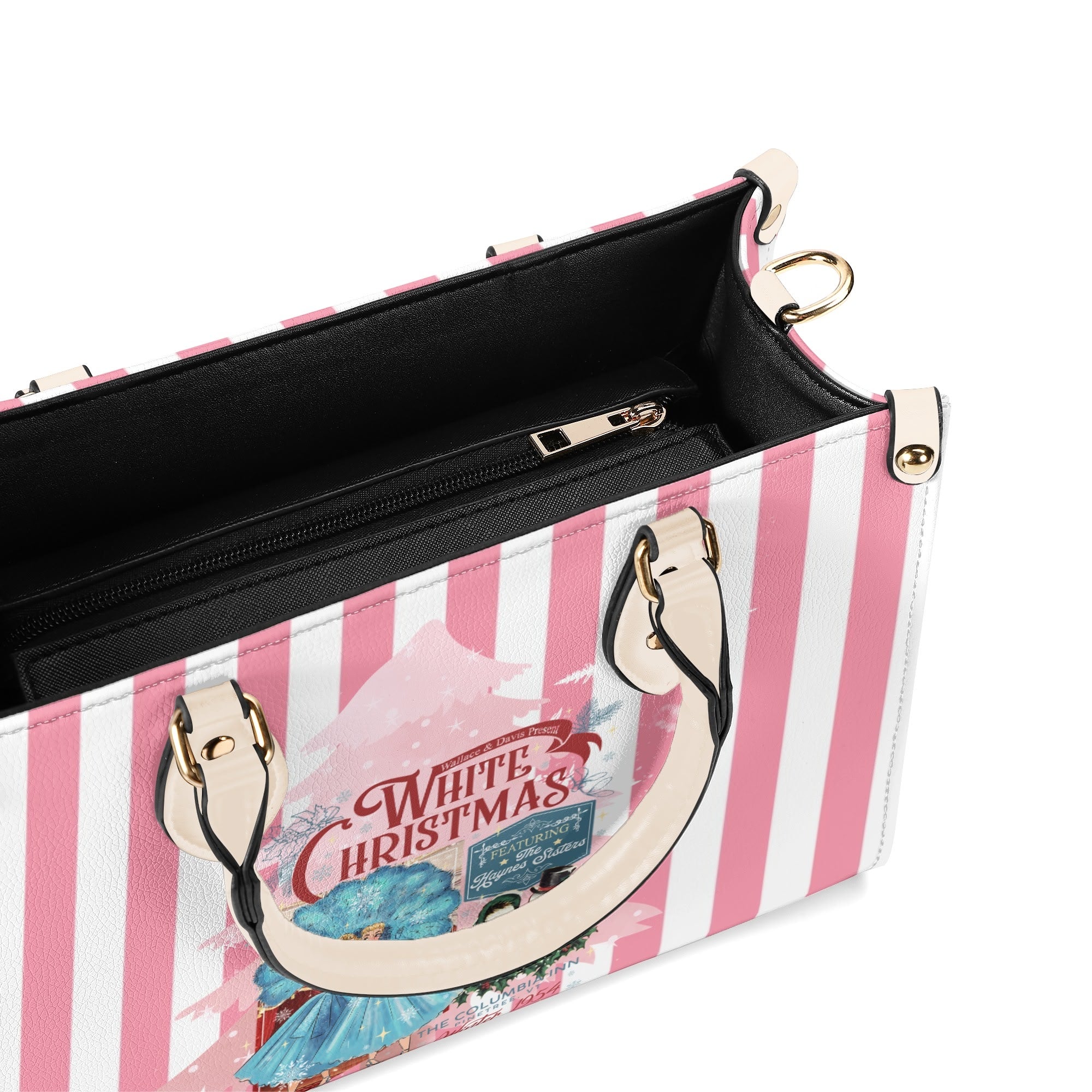 Sister Sister White Christmas Kitschy Fun Holiday Handbag - Mid Century Modern Gal