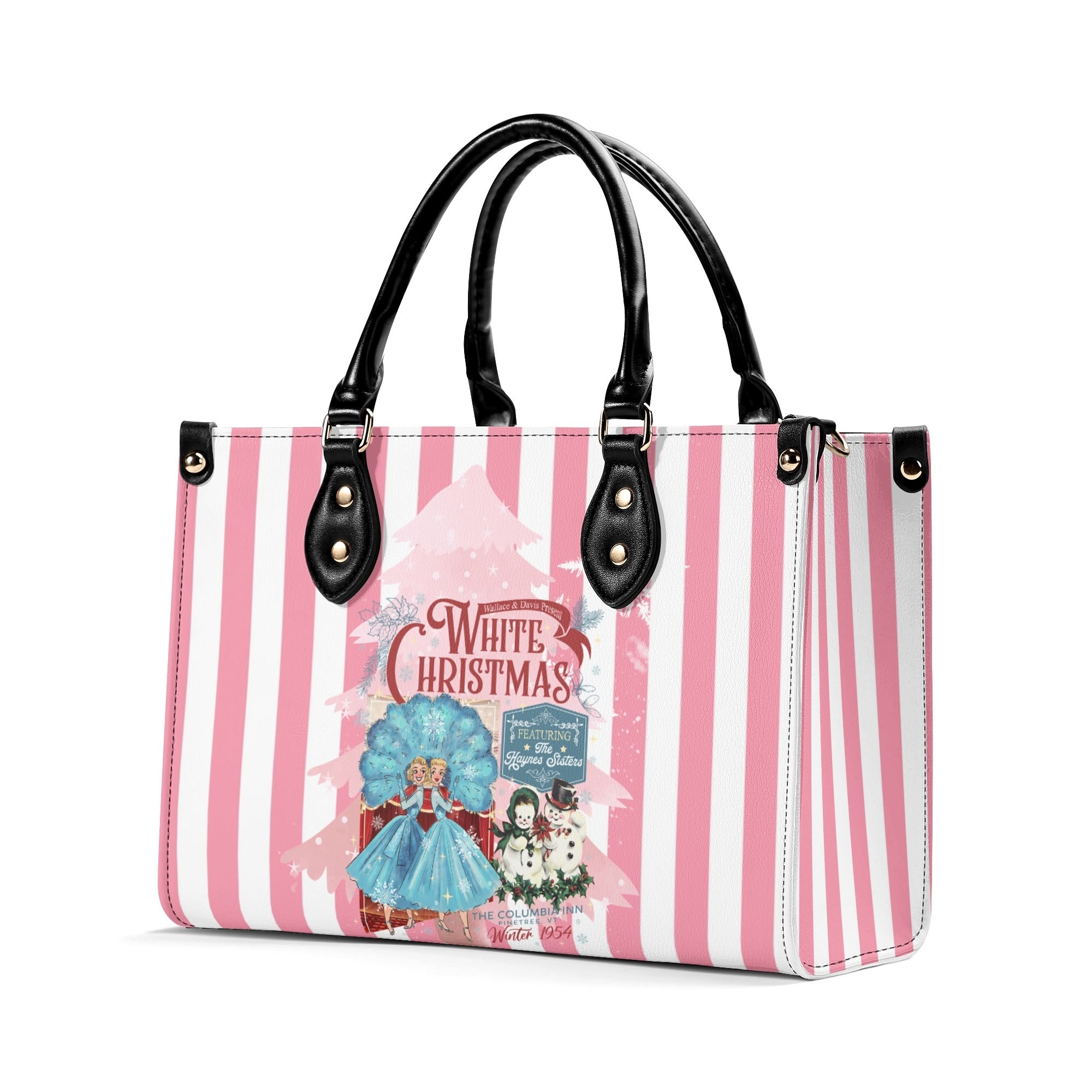 Sister Sister White Christmas Kitschy Fun Holiday Handbag - Mid Century Modern Gal