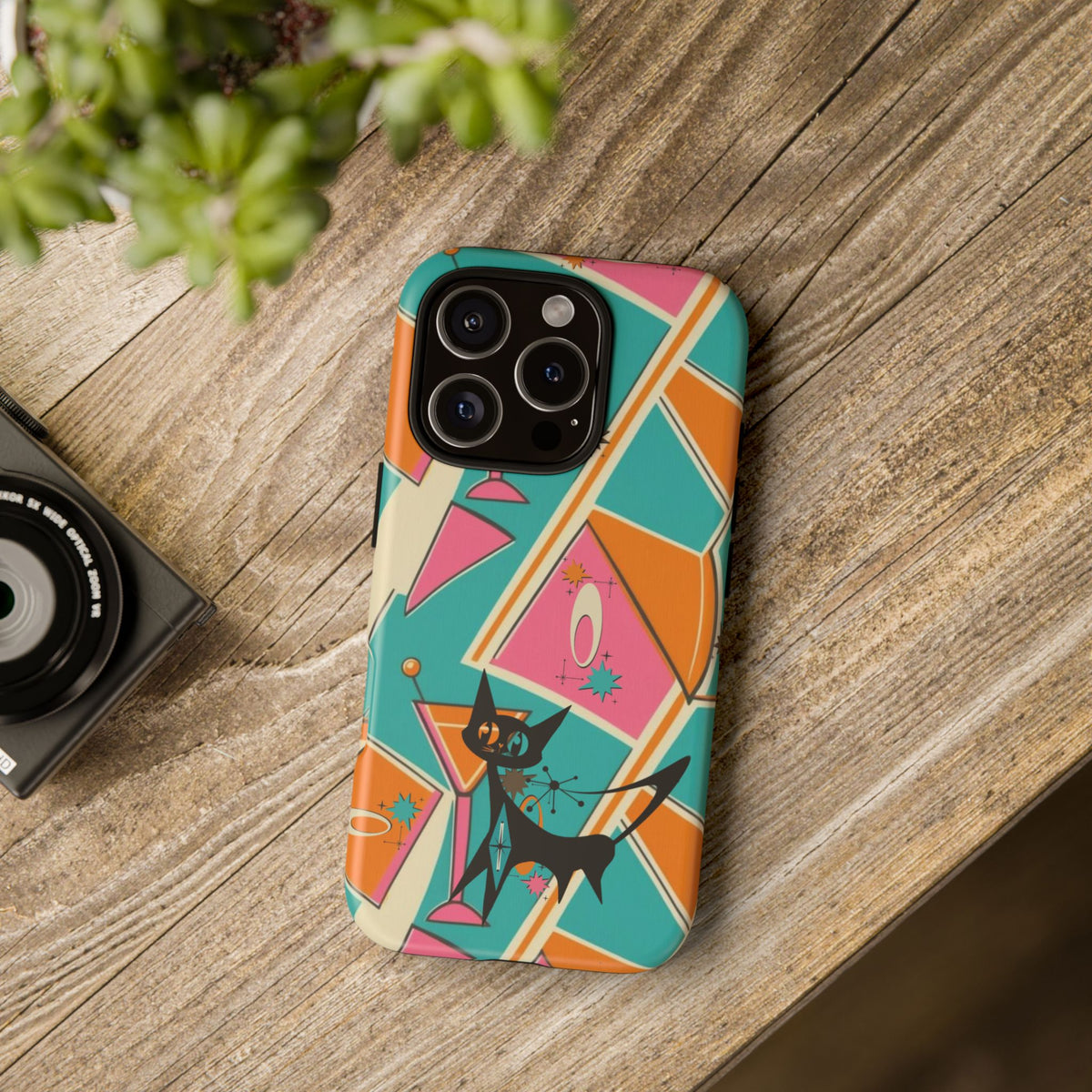 Atomic Cat Mid Mod Retro Cat Phone Case - Tough Cases for Stylish Cat Lovers