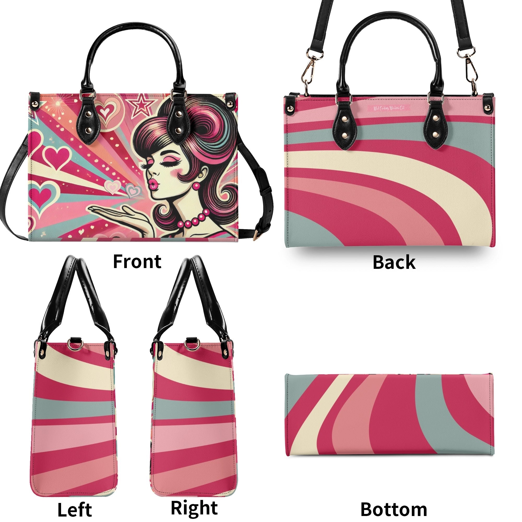 Retro 60s Mod Love Funky Fun Trendy Handbag Shoulder Bag for Mod Gals - Mid Century Modern Gal