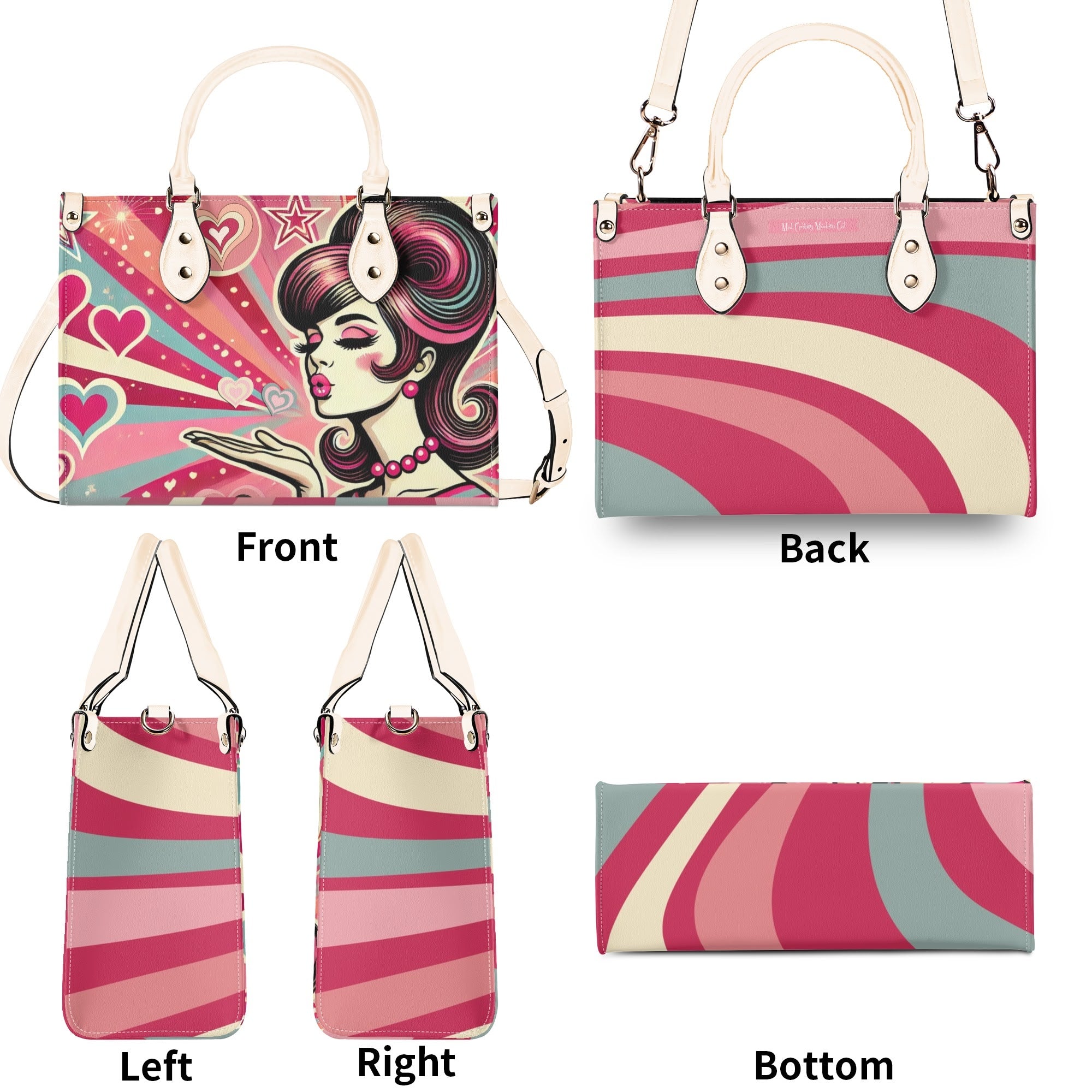 Retro 60s Mod Love Funky Fun Trendy Handbag Shoulder Bag for Mod Gals - Mid Century Modern Gal