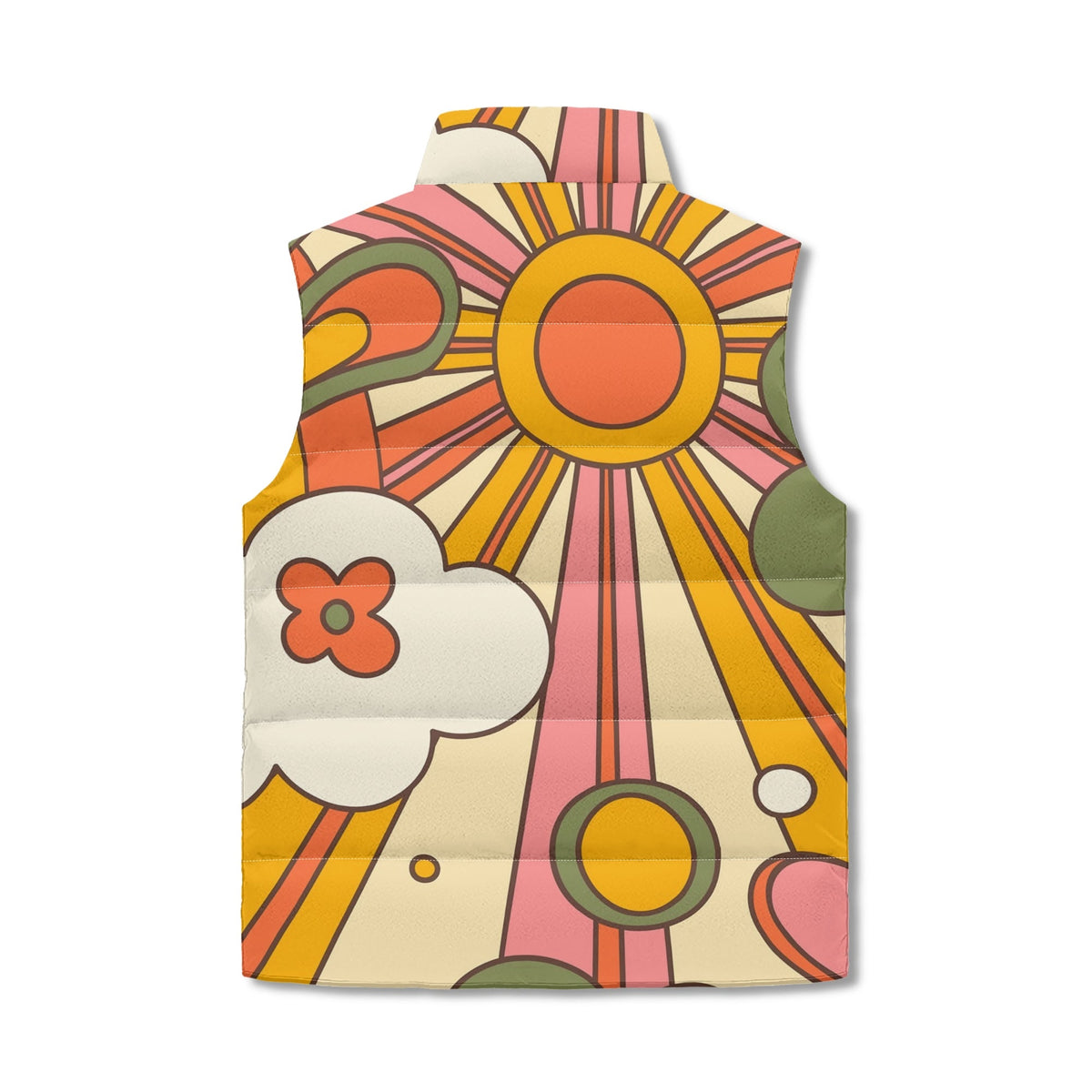 Retro Groovy 70s Style Trendy Funky Puffer Vest, Unisex Sizing - Mid Century Modern Gal