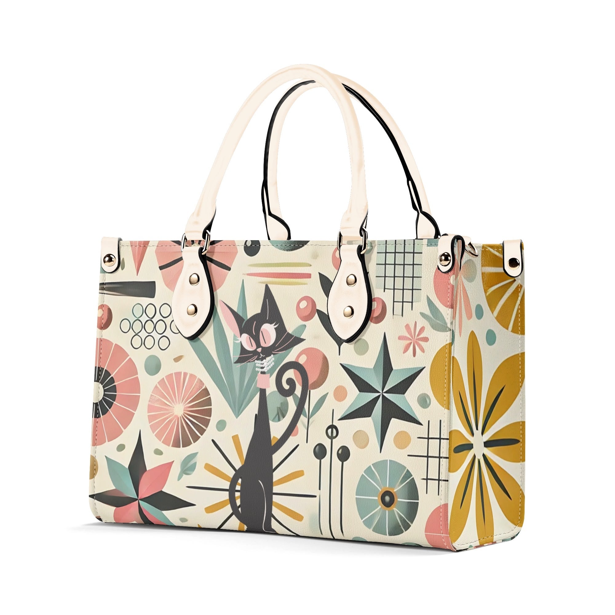 Mid Century Modern Gal Signature Atomic Cat, Atomic Kitschy Handbag, Shoulder Bag - Mid Century Modern Gal