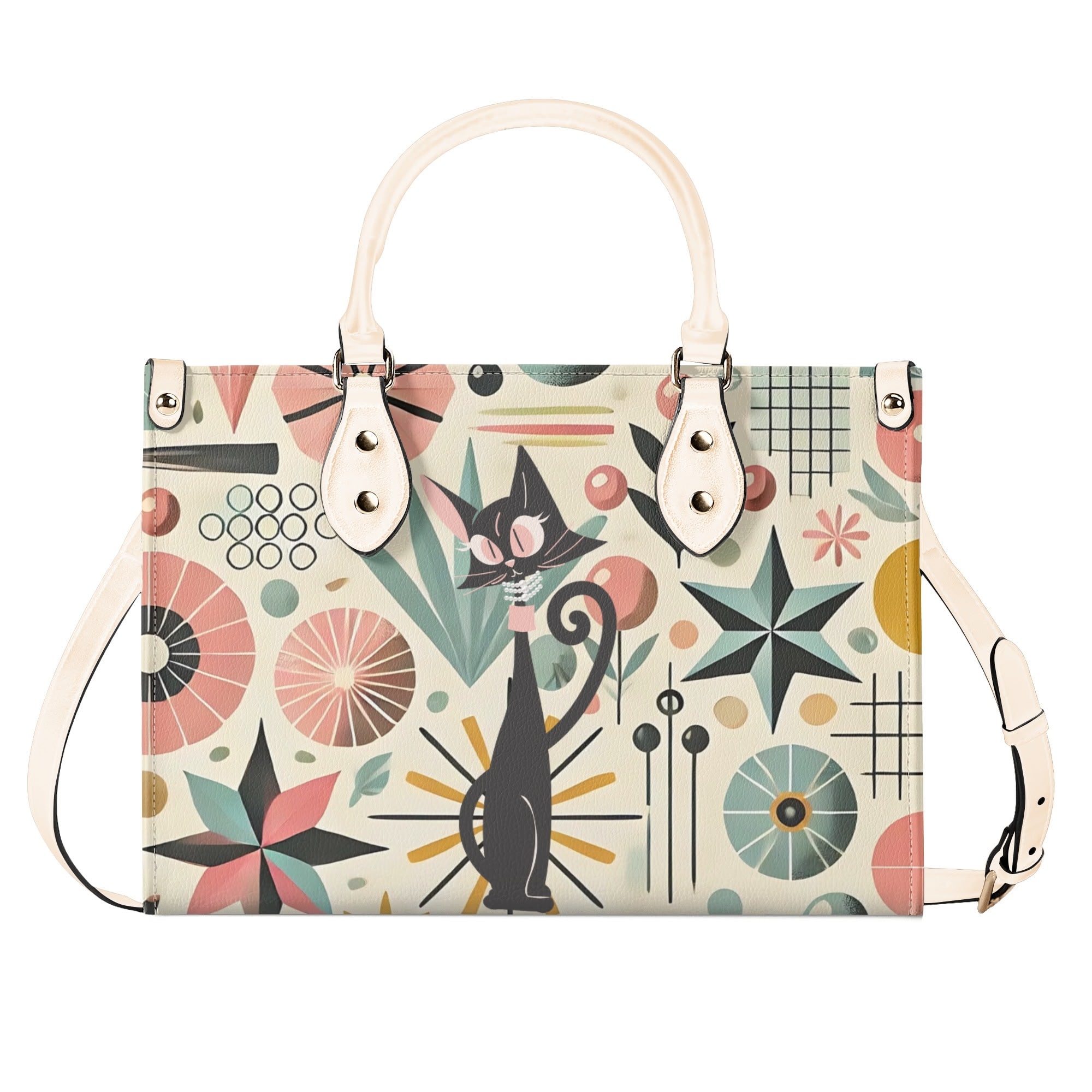 Mid Century Modern Gal Signature Atomic Cat, Atomic Kitschy Handbag, Shoulder Bag - Mid Century Modern Gal