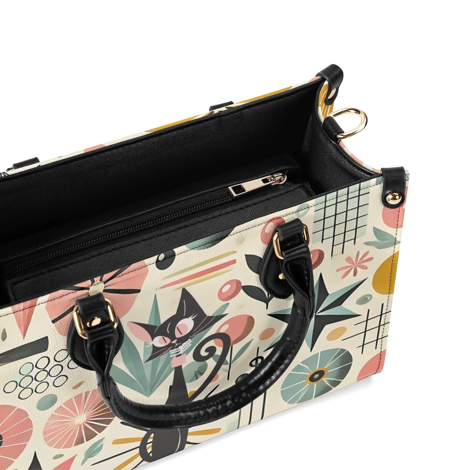 Mid Century Modern Gal Signature Atomic Cat, Atomic Kitschy Handbag, Shoulder Bag - Mid Century Modern Gal