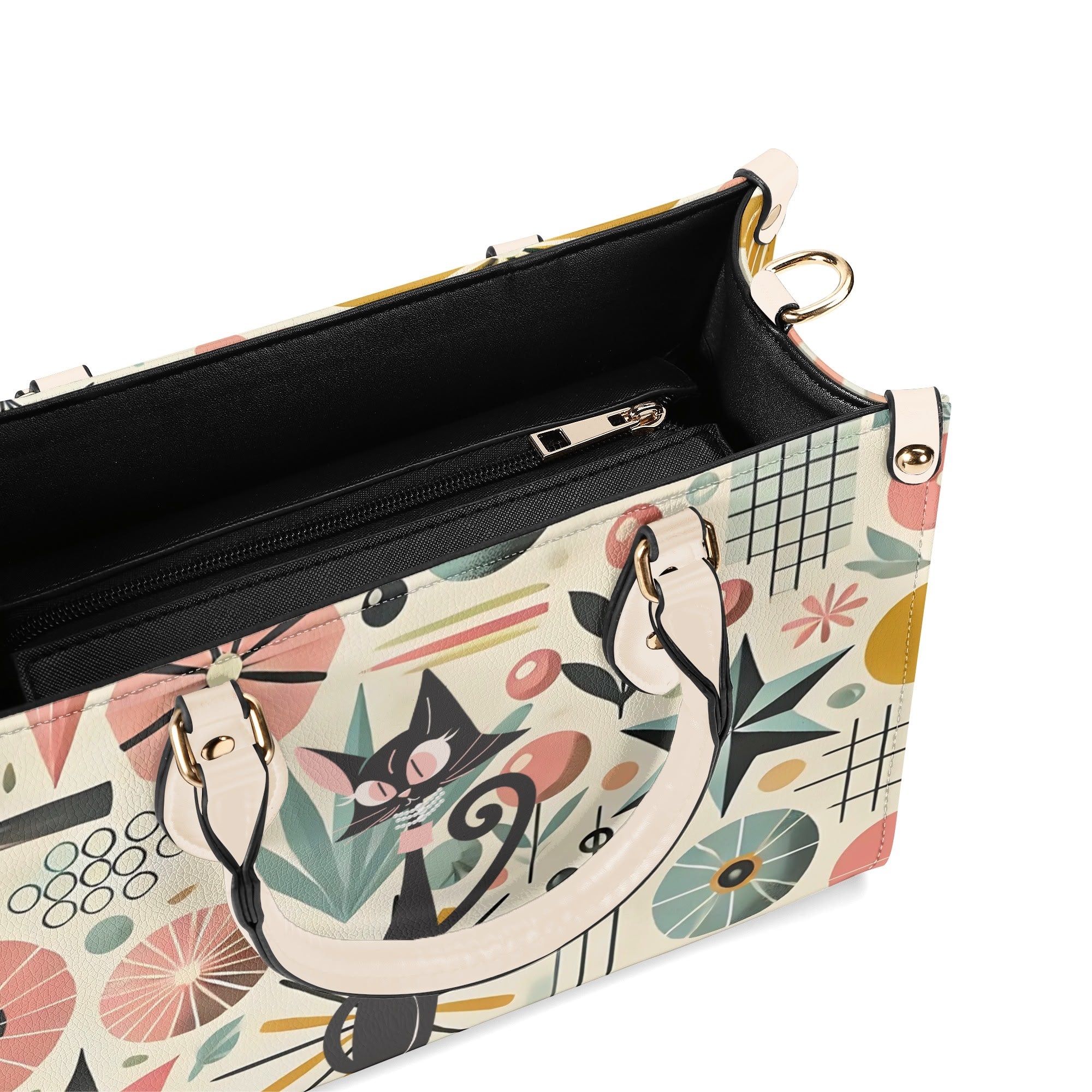 Mid Century Modern Gal Signature Atomic Cat, Atomic Kitschy Handbag, Shoulder Bag - Mid Century Modern Gal