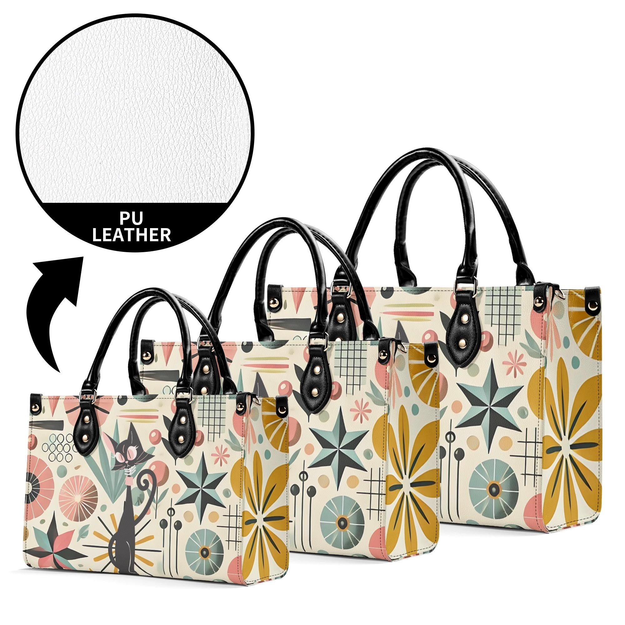 Mid Century Modern Gal Signature Atomic Cat, Atomic Kitschy Handbag, Shoulder Bag - Mid Century Modern Gal