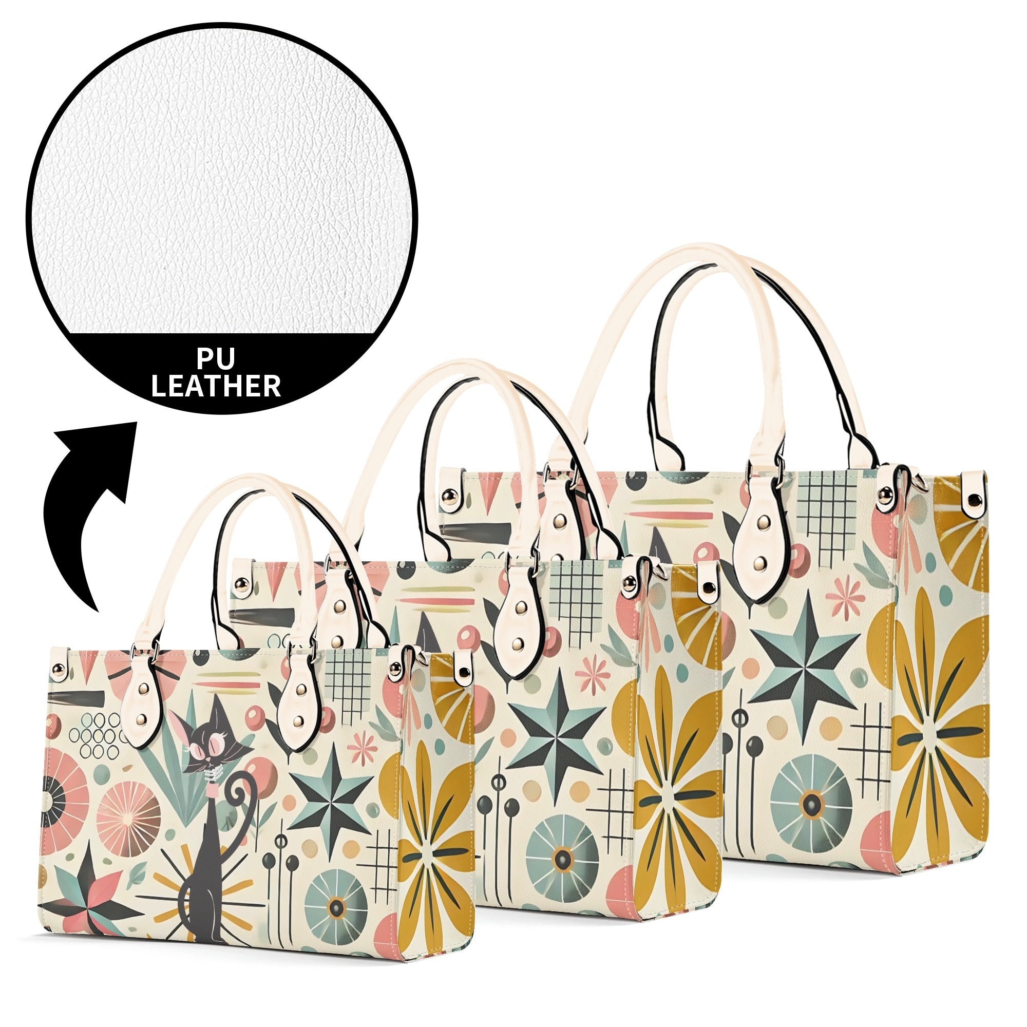 Mid Century Modern Gal Signature Atomic Cat, Atomic Kitschy Handbag, Shoulder Bag - Mid Century Modern Gal