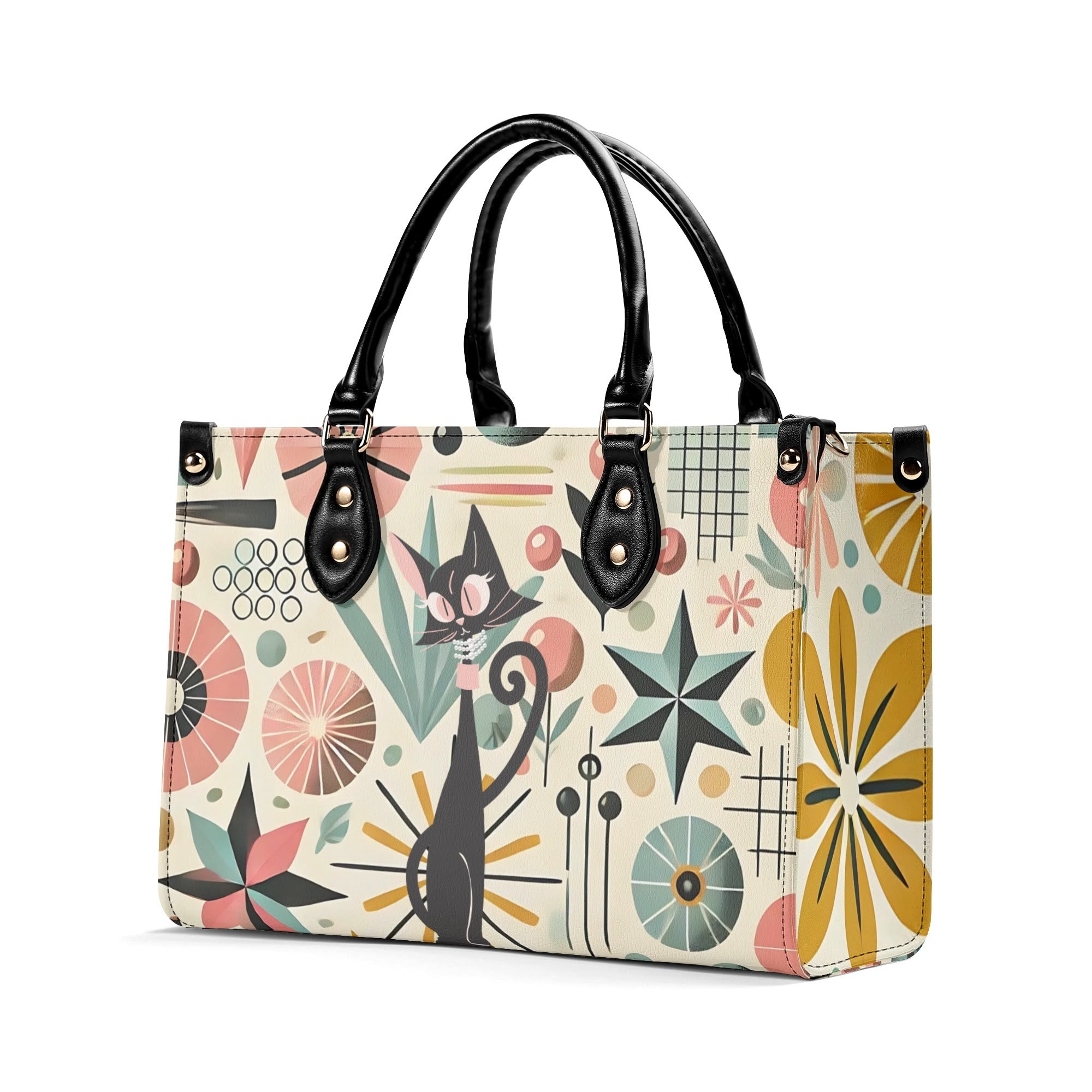 Mid Century Modern Gal Signature Atomic Cat, Atomic Kitschy Handbag, Shoulder Bag - Mid Century Modern Gal