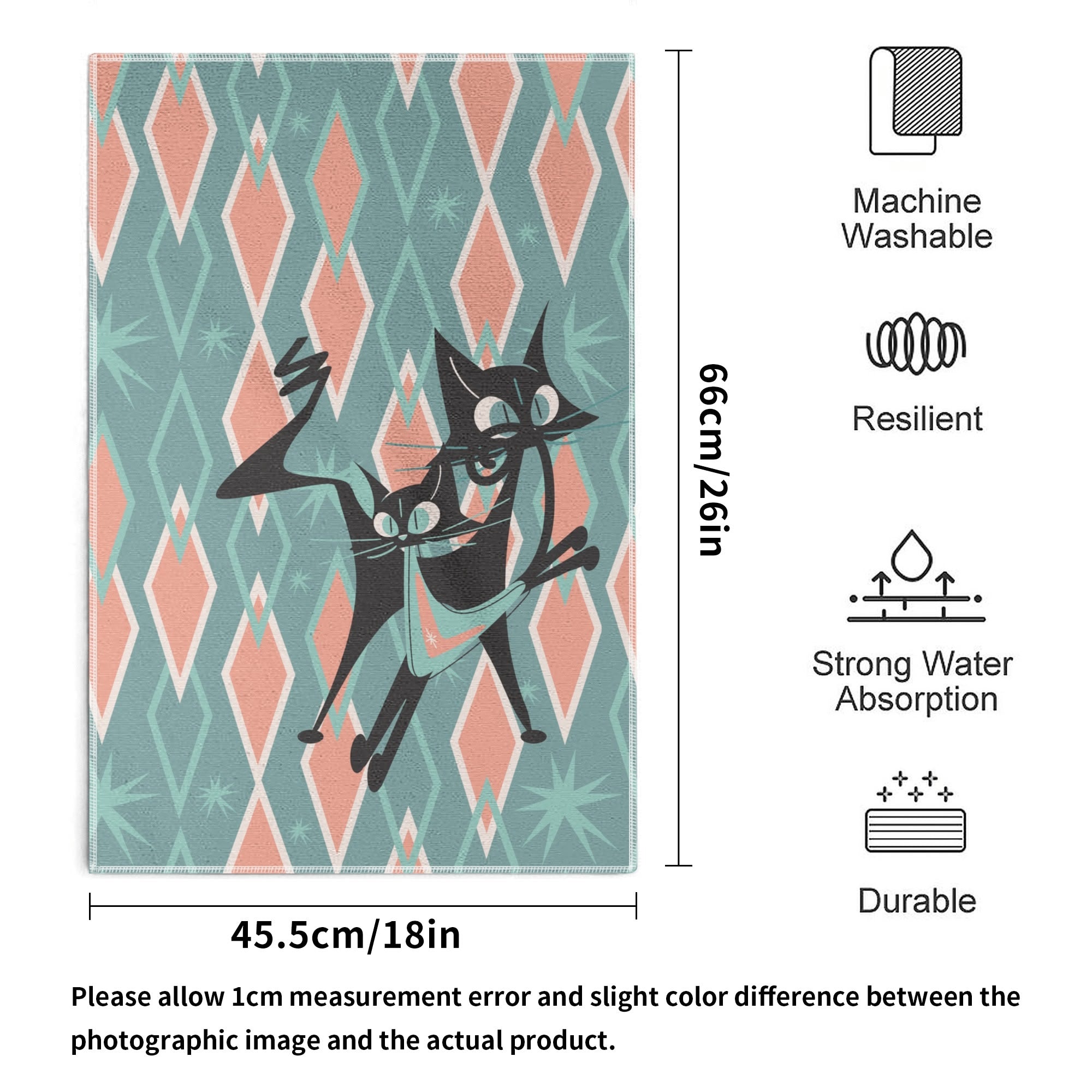 Atomic Cat, Kitschy Bathroom, Kitchen Hand Towels 6 Pcs - Mid Century Modern Gal