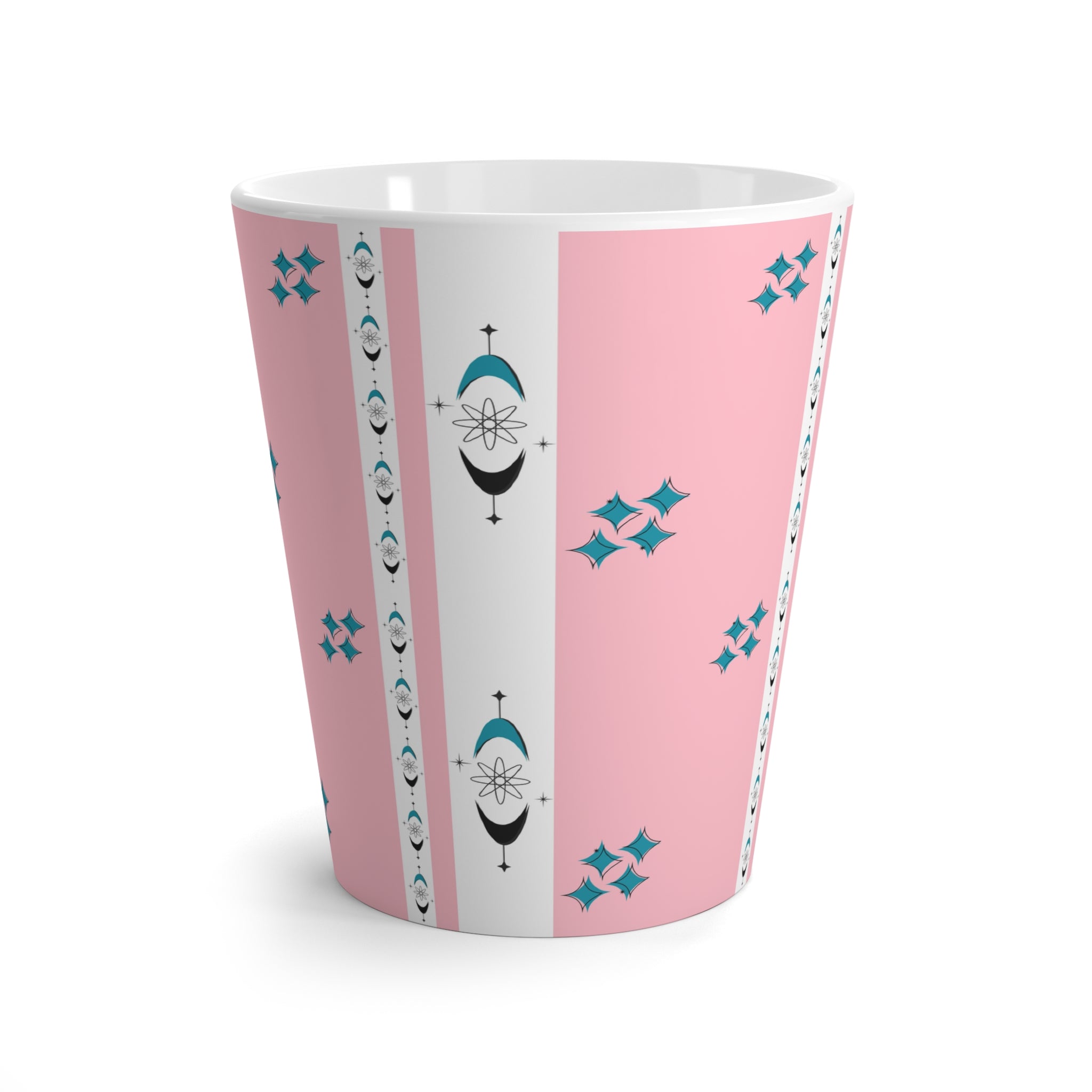 Mid Mod Atomic 50s Chic Pink Latte Mug - Stylish Design for Coffee Lovers - Mid Century Modern Gal