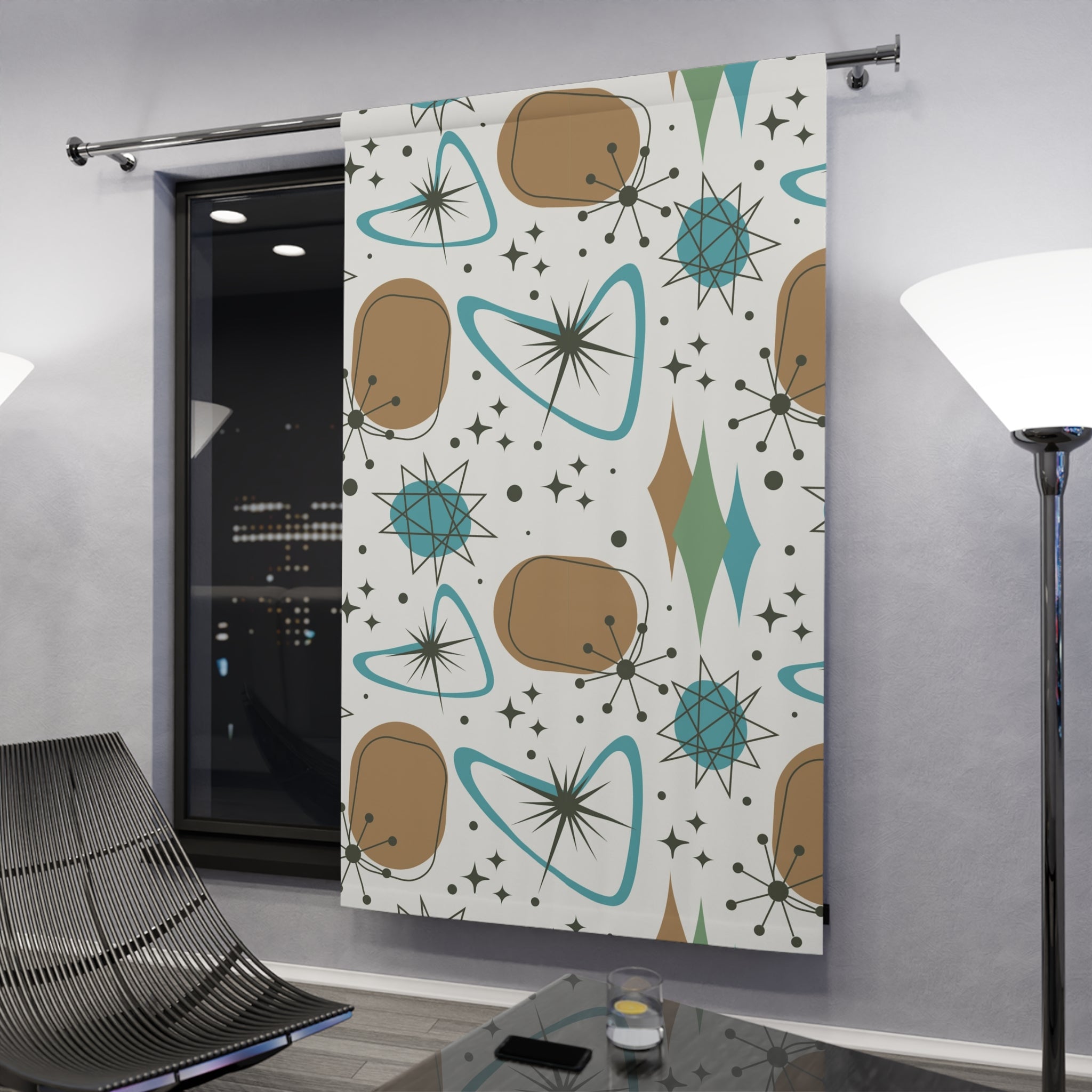 Retro Geometric Window Curtain - Mid-Century Modern Design for Stylish Home Decor - Mid Century Modern Gal