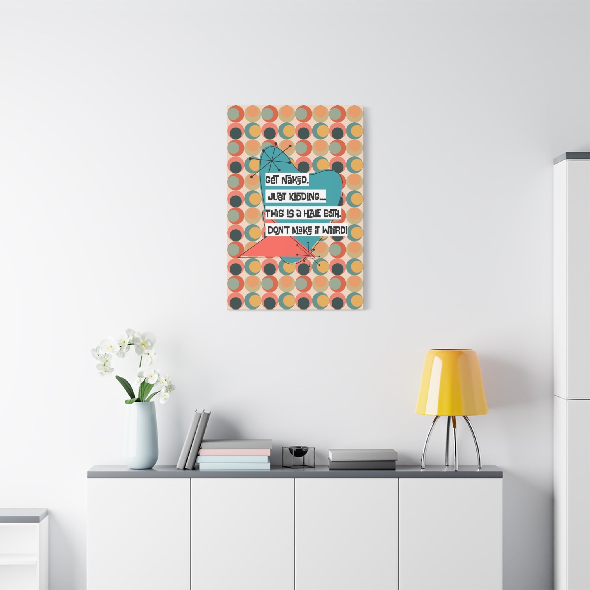 Funny Bathroom Art, Mid Century Modern Kitschy Style, Get Naked, MCM Wall Art - Mid Century Modern Gal