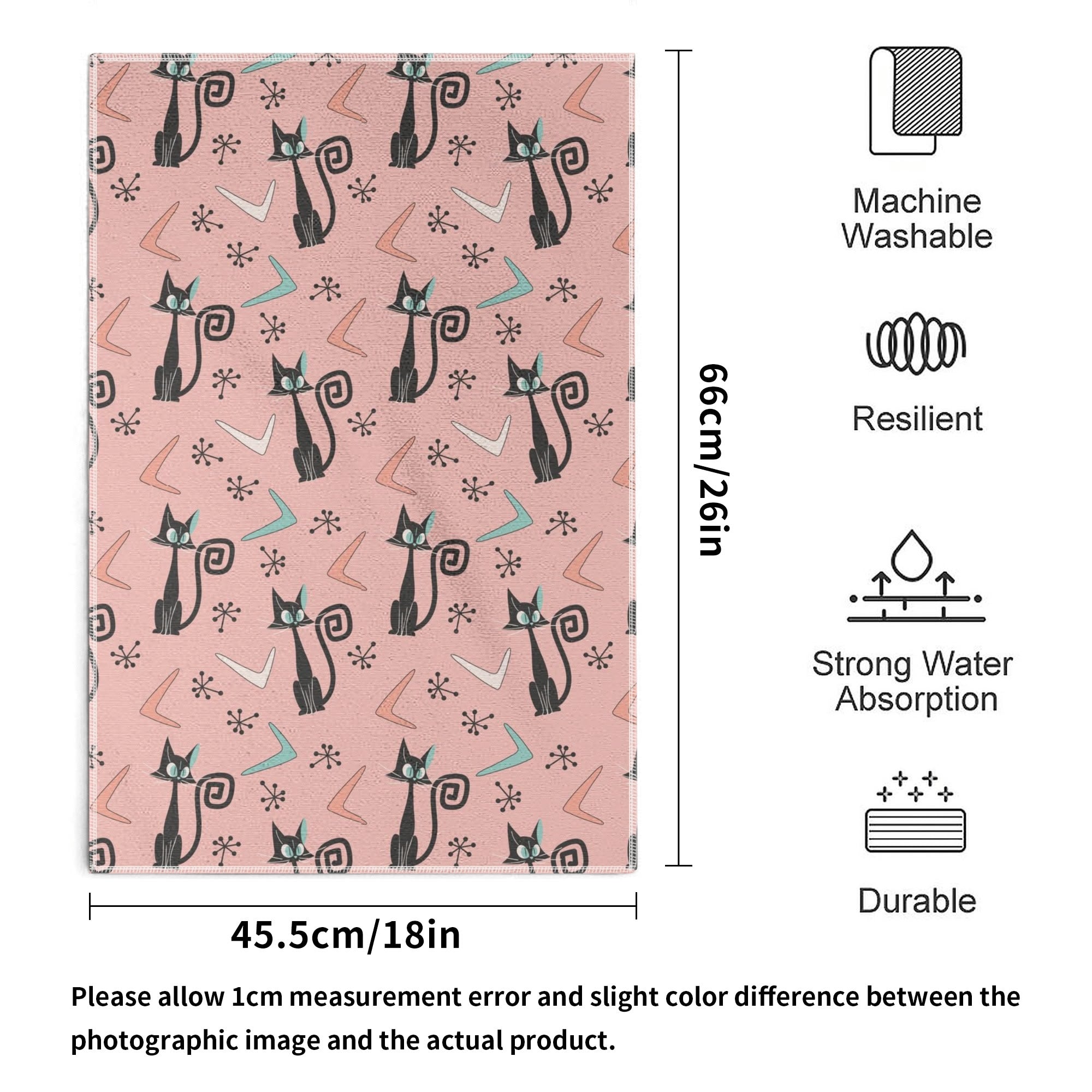 Atomic Cat Mid Century Modern Kitchen, Bath Towels Set of 6 - Mid Century Modern Gal
