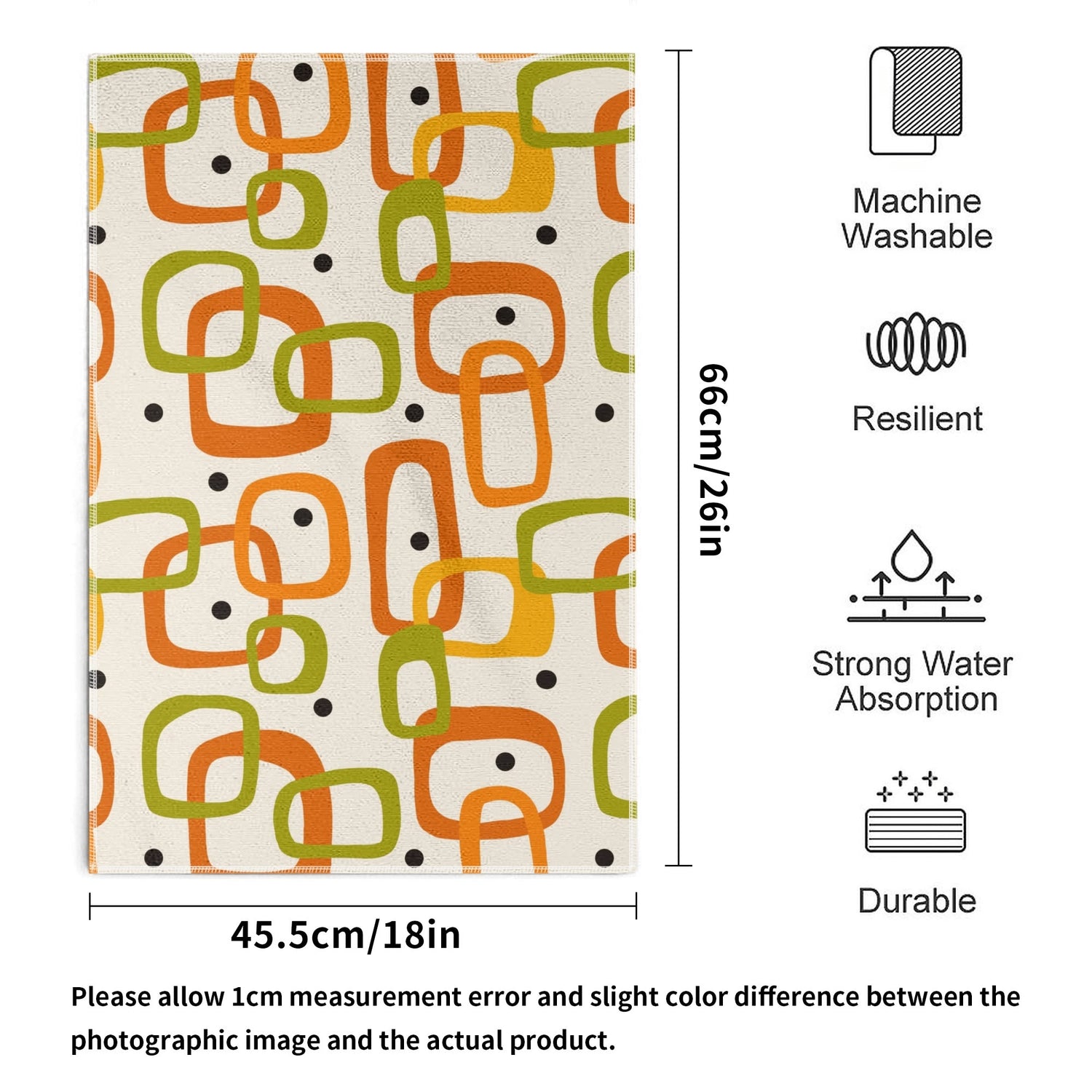 Mid Century Modern Kitchen, Bath Hand Towels Orange Teal Mustard Yellow - Mid Century Modern Gal