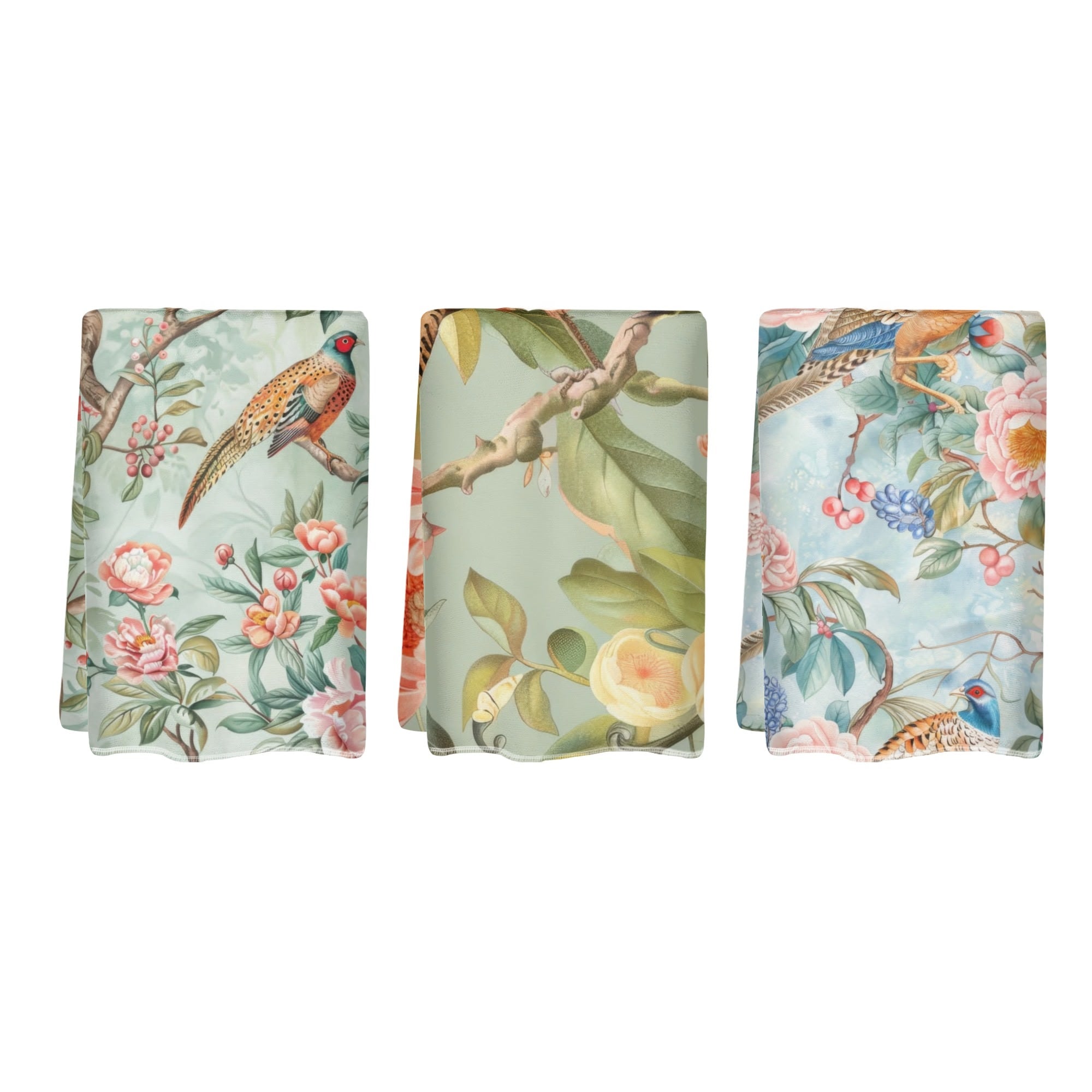 Chinoiserie Bathroom, Kitchen Floral Elegant Handtowels - Mid Century Modern Gal