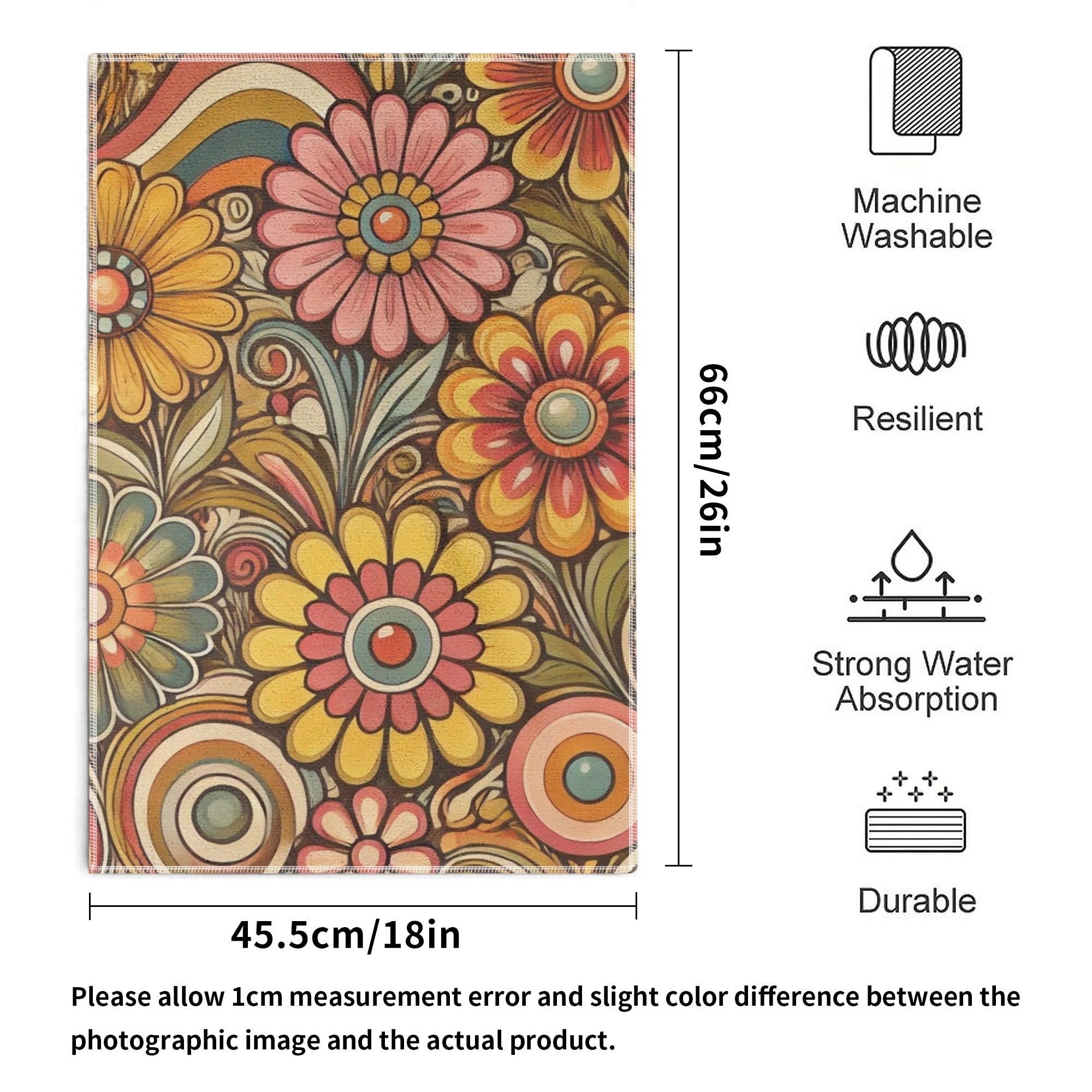 Groovy Mushroom 50s Flower Power Mod Daisy Retro Bathroom, Kitchen Hand Towels Set of 6 - Mid Century Modern Gal