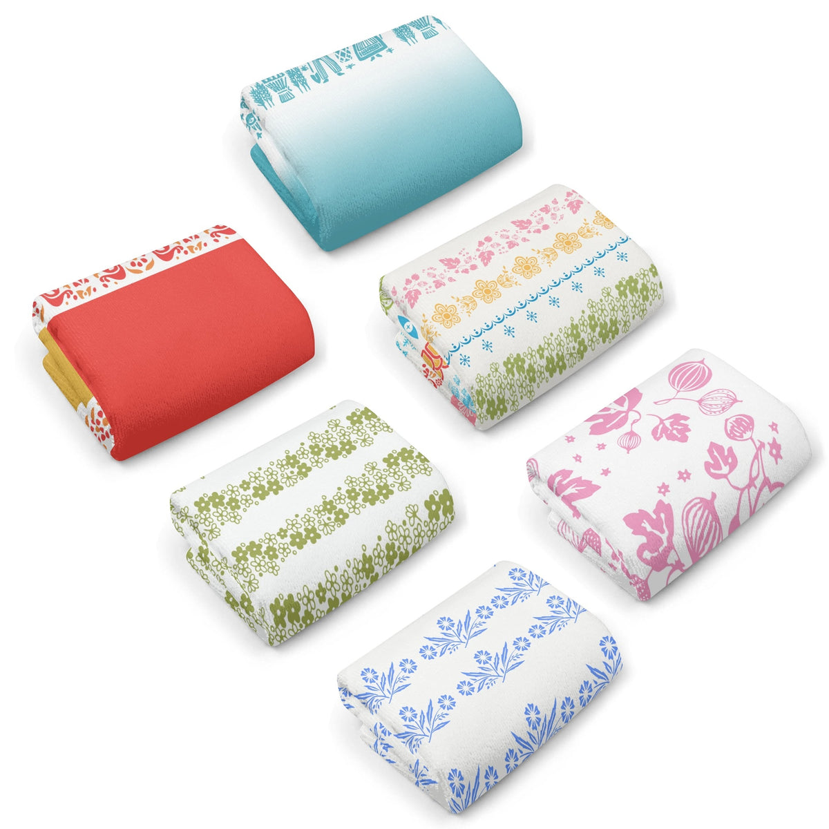 Pyrex Towel Collections, Pyrex Lover, Kitchen Bath, Pyrex Patterned Set Of 6 Towels - Mid Century Modern Gal