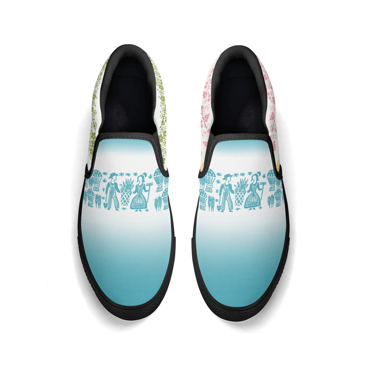 Pyrex Lover Retro Groovy Mod Canvas Loafer Shoes With Kitschy Fun Pyrex Patterns - Mid Century Modern Gal