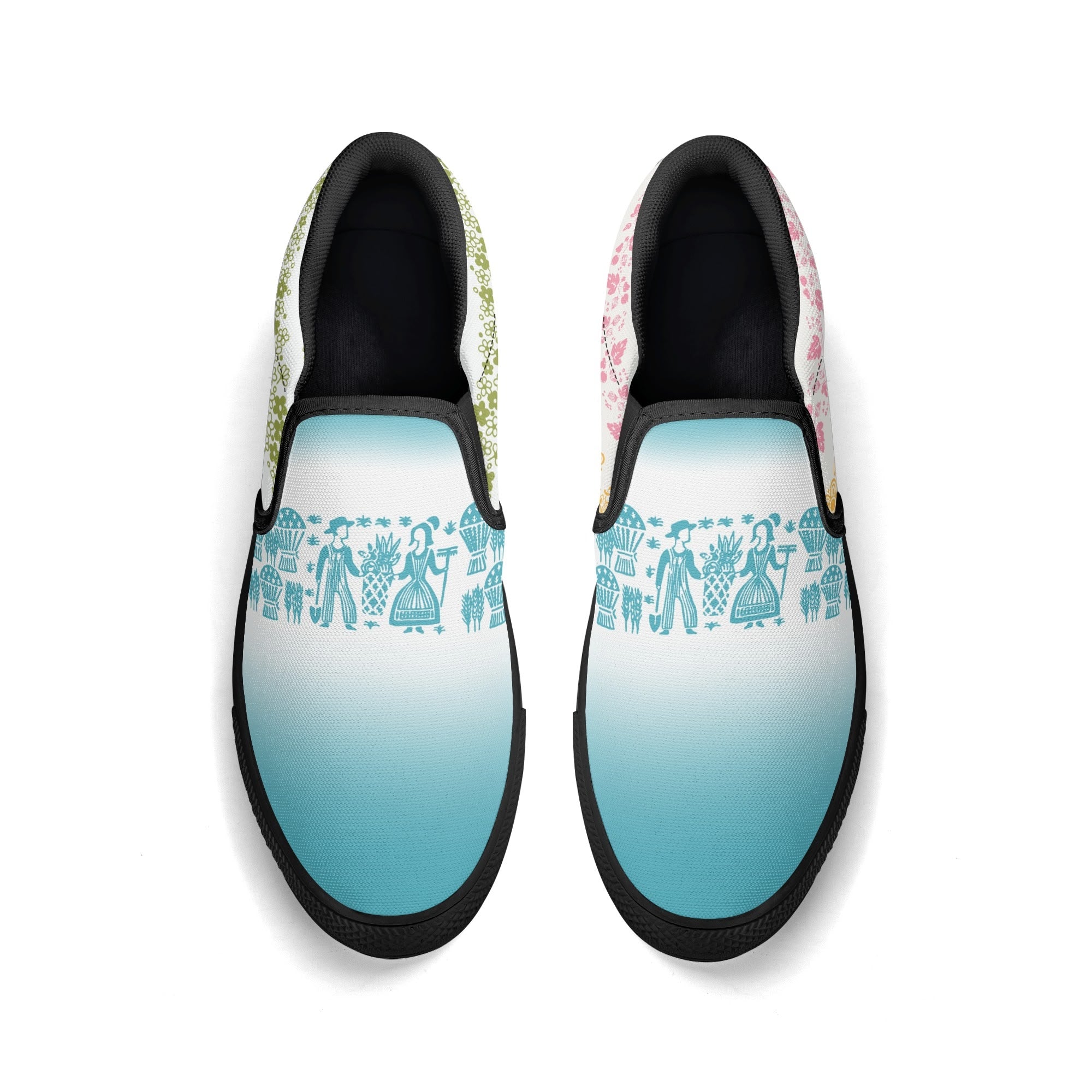 Pyrex Lover Retro Groovy Mod Canvas Loafer Shoes With Kitschy Fun Pyrex Patterns - Mid Century Modern Gal