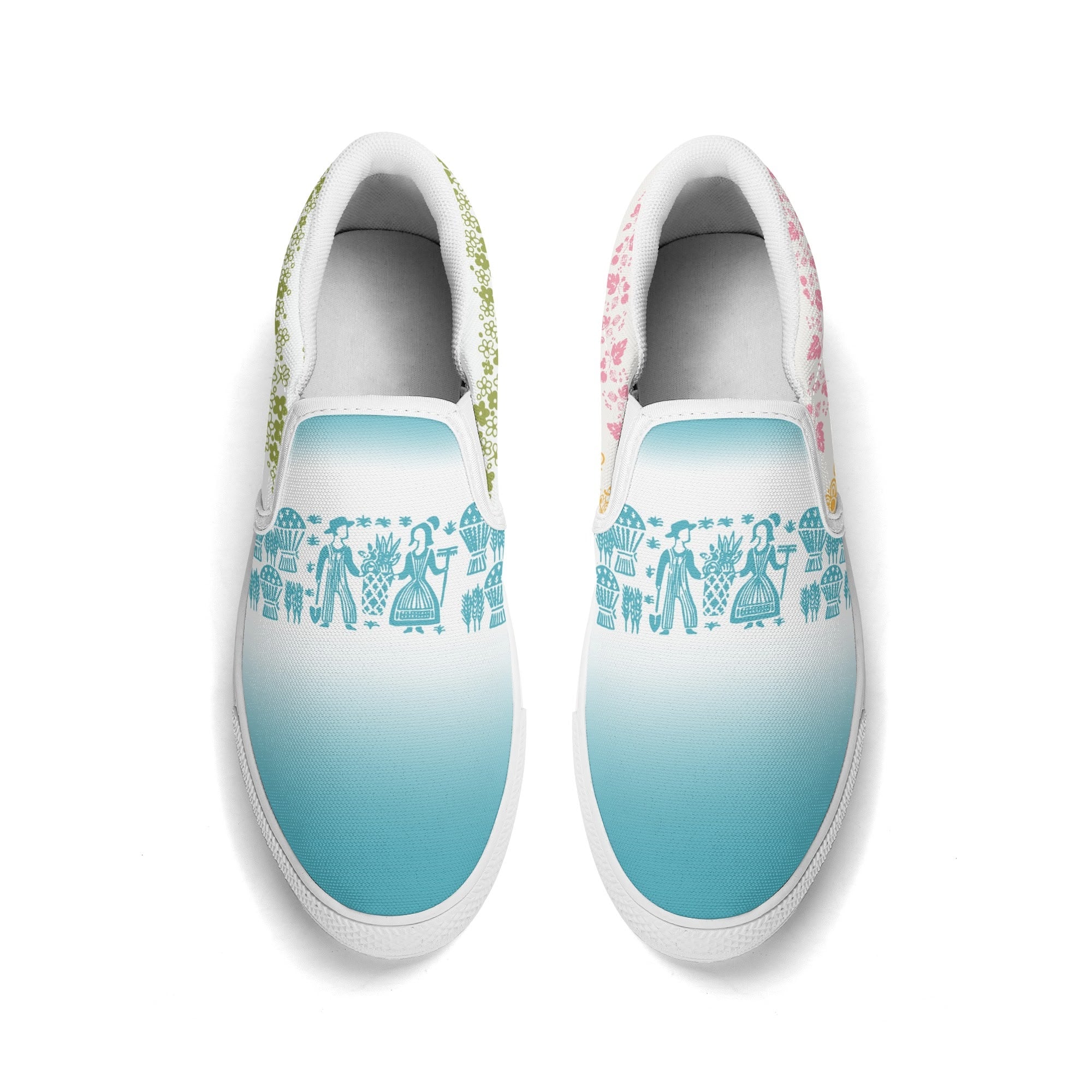 Pyrex Lover Retro Groovy Mod Canvas Loafer Shoes With Kitschy Fun Pyrex Patterns - Mid Century Modern Gal