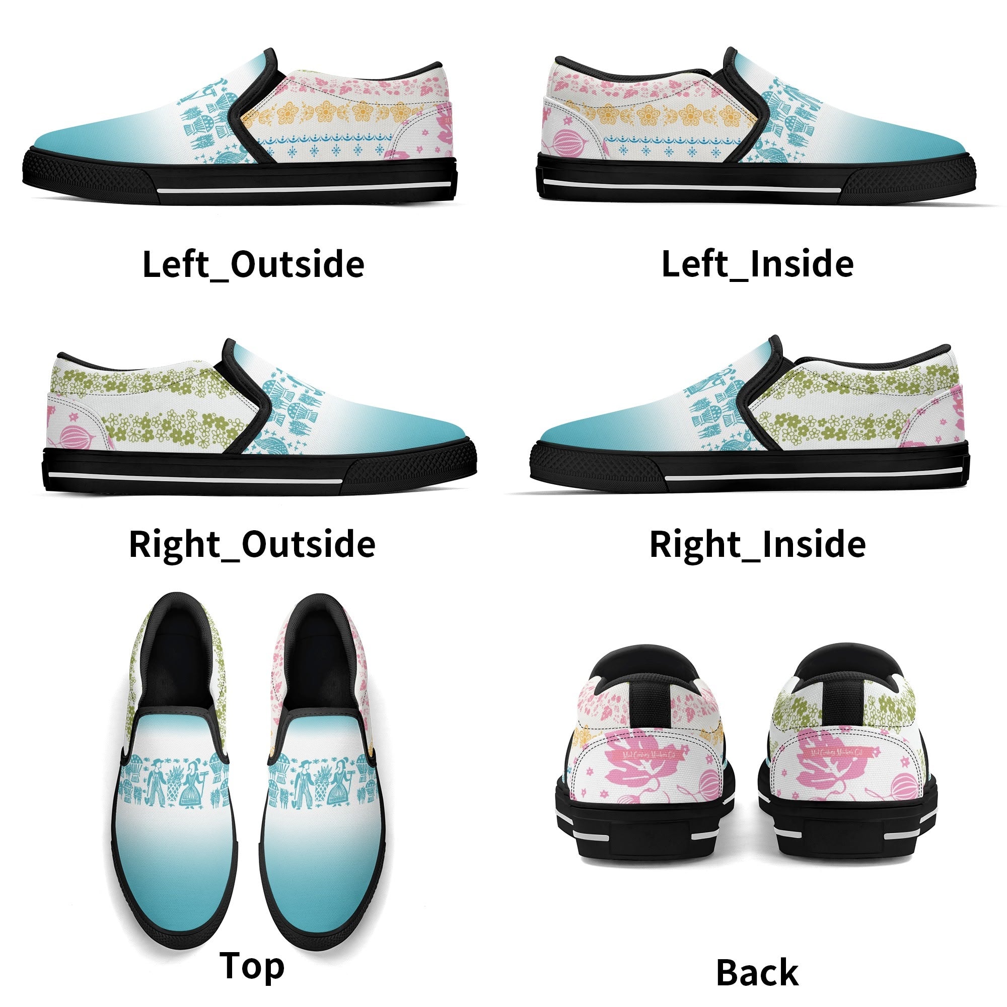 Pyrex Lover Retro Groovy Mod Canvas Loafer Shoes With Kitschy Fun Pyrex Patterns - Mid Century Modern Gal