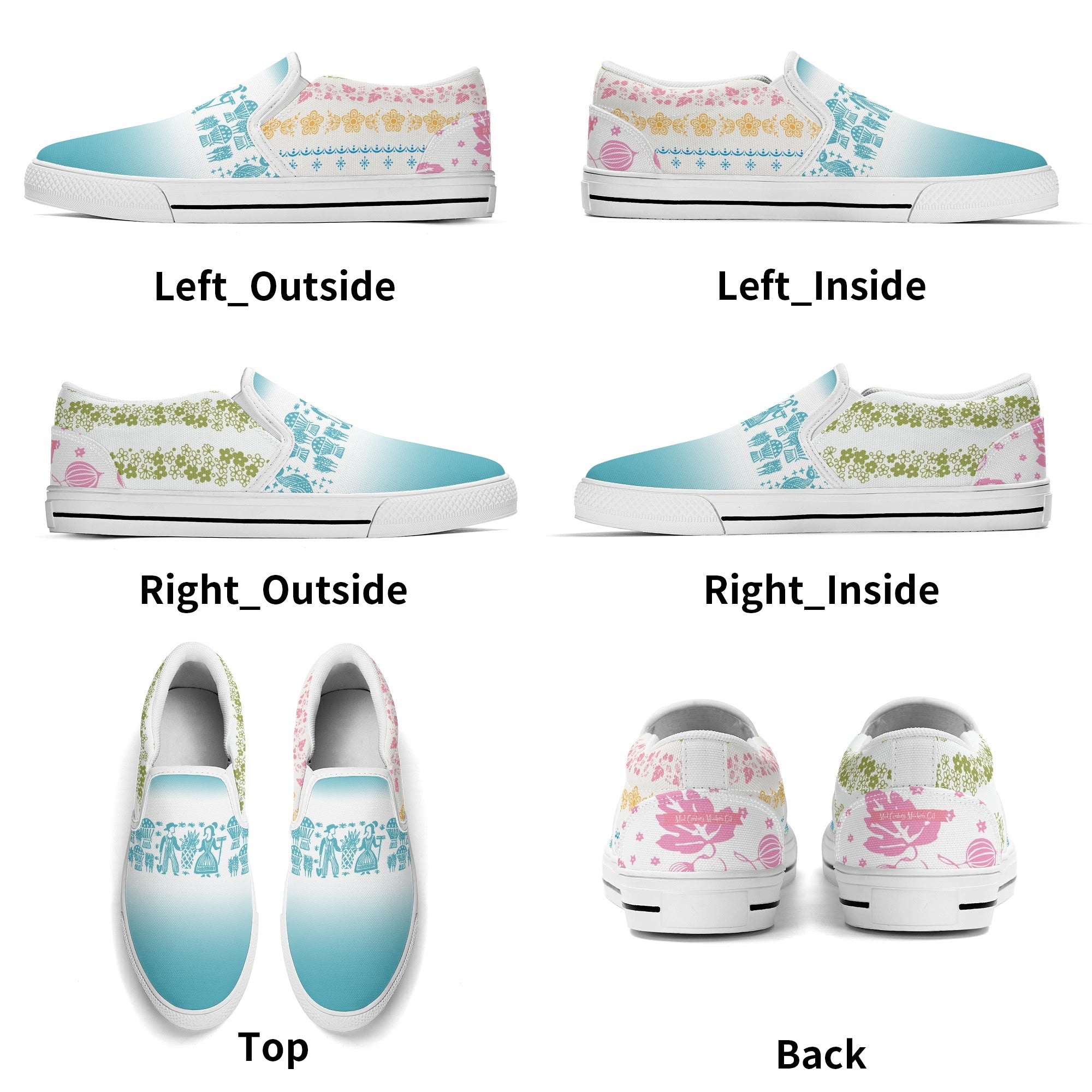 Pyrex Lover Retro Groovy Mod Canvas Loafer Shoes With Kitschy Fun Pyrex Patterns - Mid Century Modern Gal