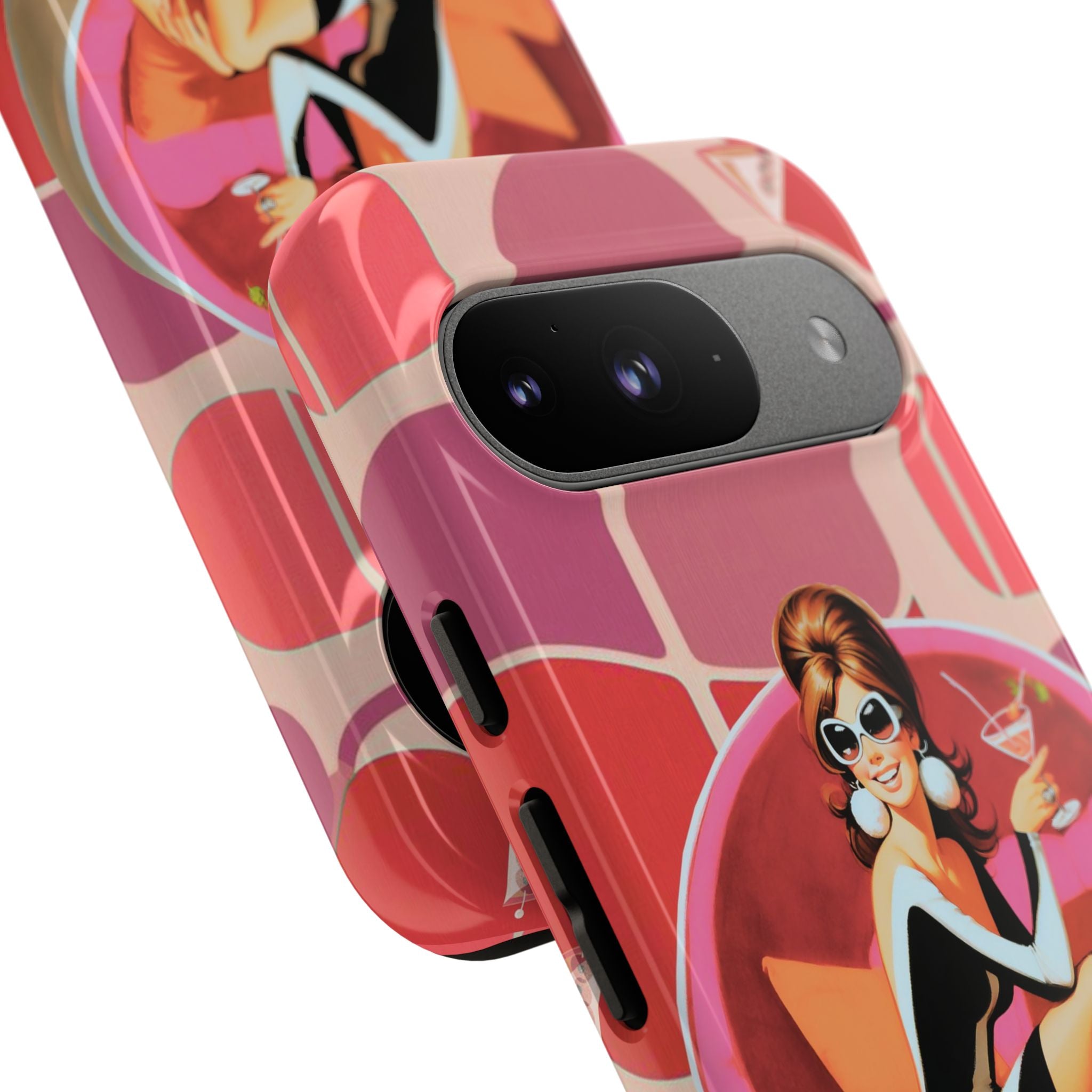 Mid Mod 60s Mod Gal, Kick Back Enjoy, Retro Chic Phone Case with Cocktail Design