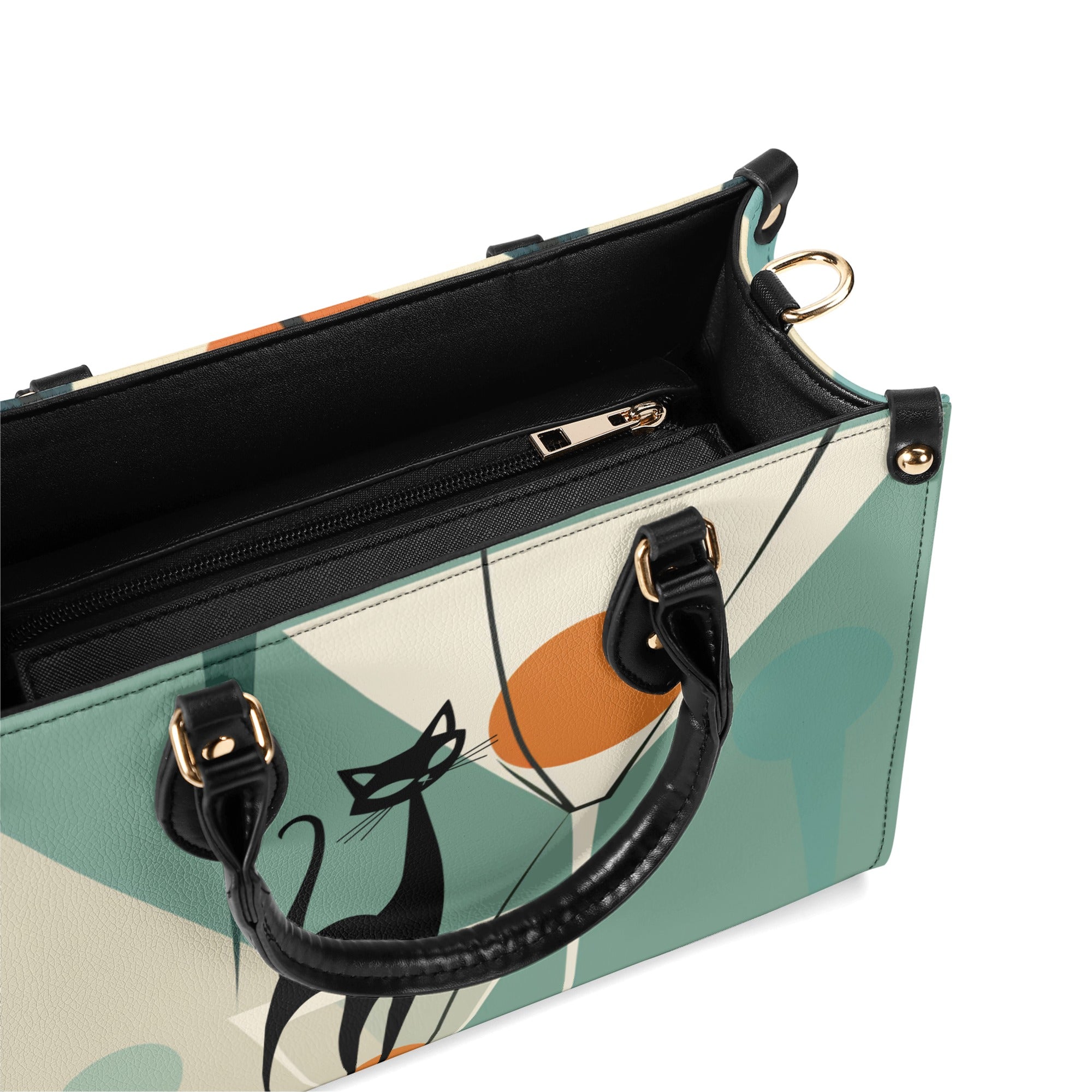 Mid Century Modern Atomic Martini Cat, Kitschy Retro Gal Handbag, Shoulder Bag - Mid Century Modern Gal