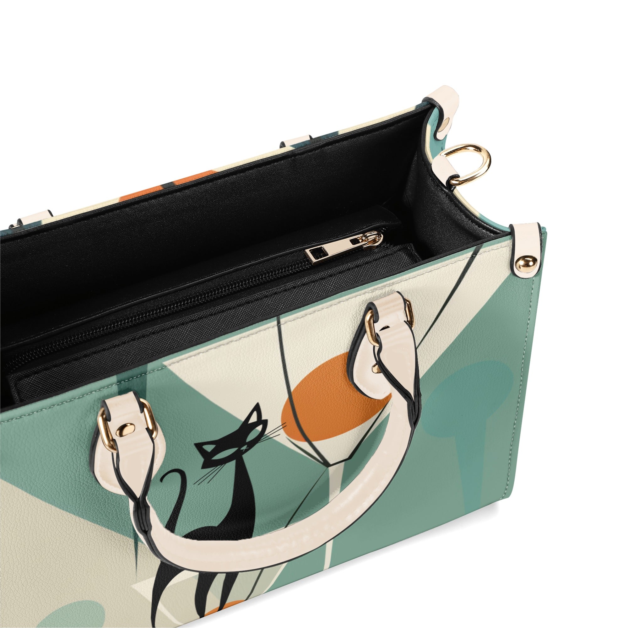 Mid Century Modern Atomic Martini Cat, Kitschy Retro Gal Handbag, Shoulder Bag - Mid Century Modern Gal