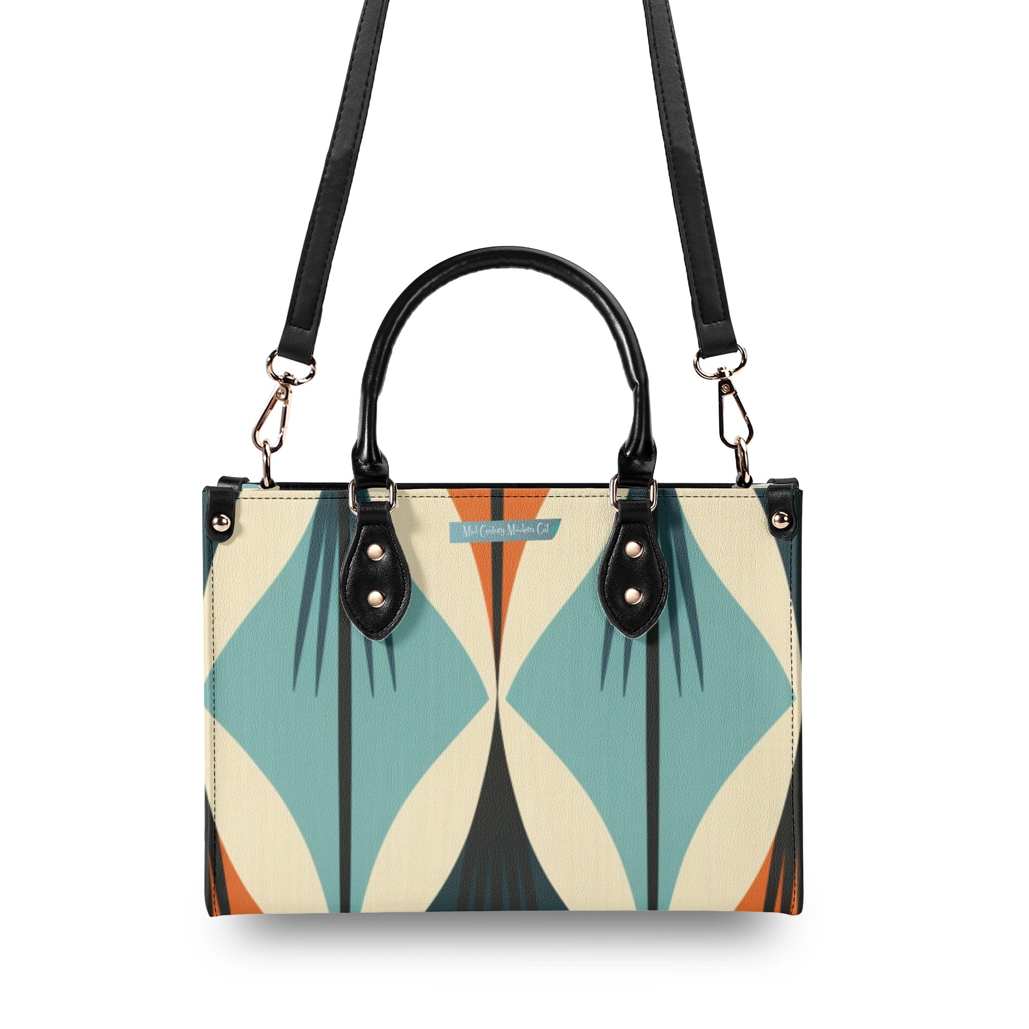 Mid Century Modern Atomic Martini Cat, Kitschy Retro Gal Handbag, Shoulder Bag - Mid Century Modern Gal