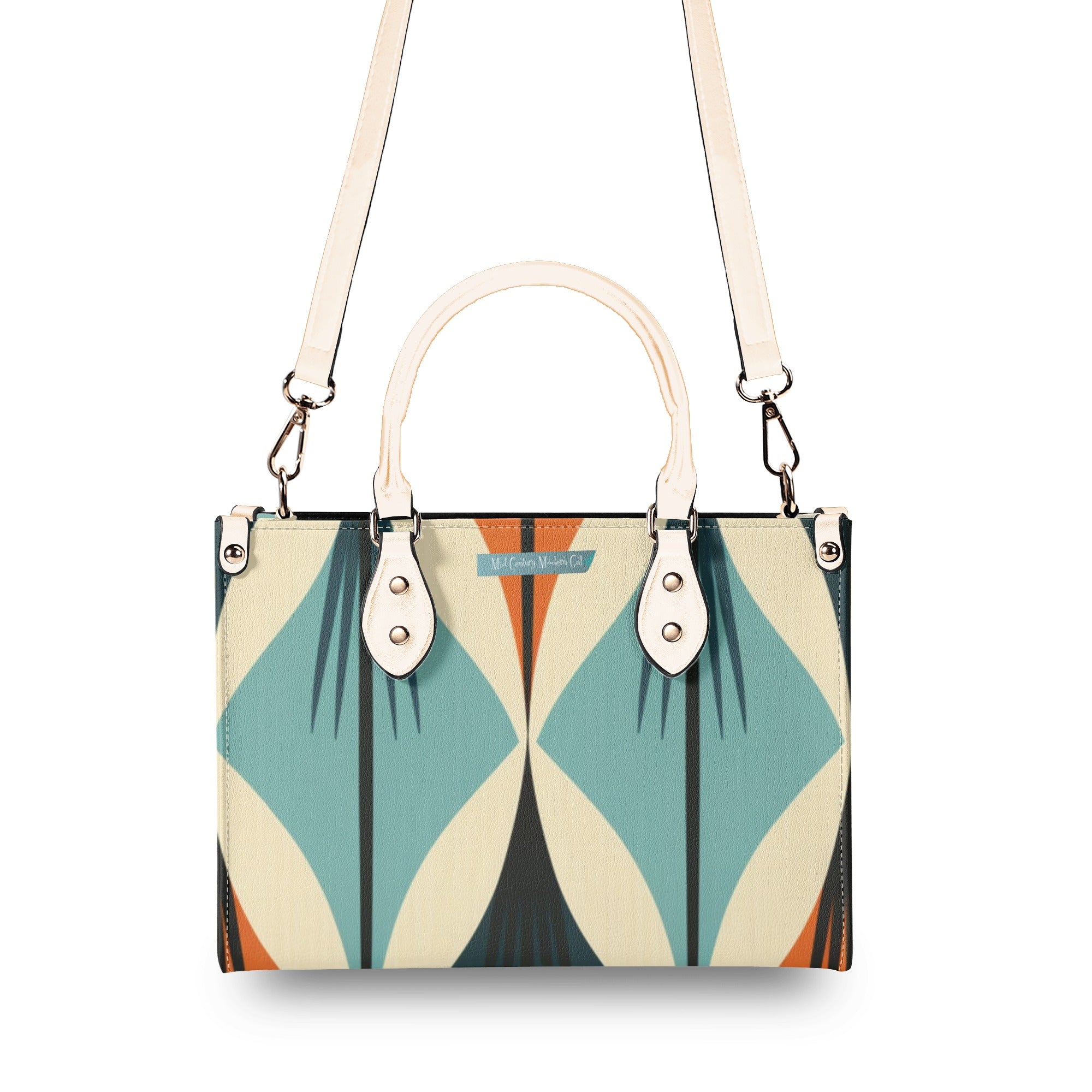 Mid Century Modern Atomic Martini Cat, Kitschy Retro Gal Handbag, Shoulder Bag - Mid Century Modern Gal