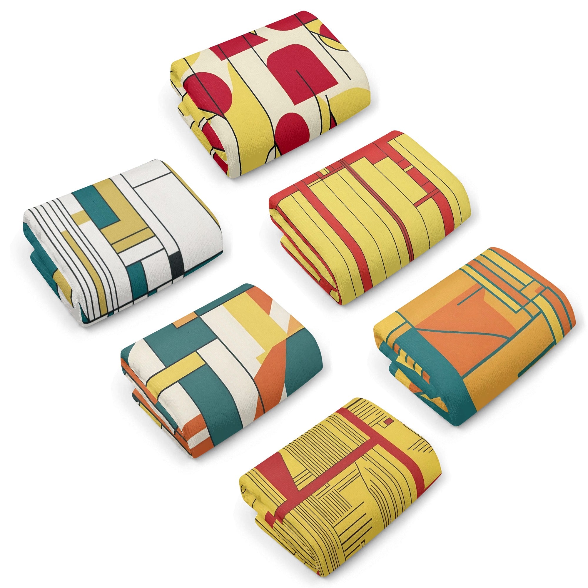 Mid Century Modern Hand Towels, Bauhaus Designed Kitchen Bath Hand Towels - Mid Century Modern Gal