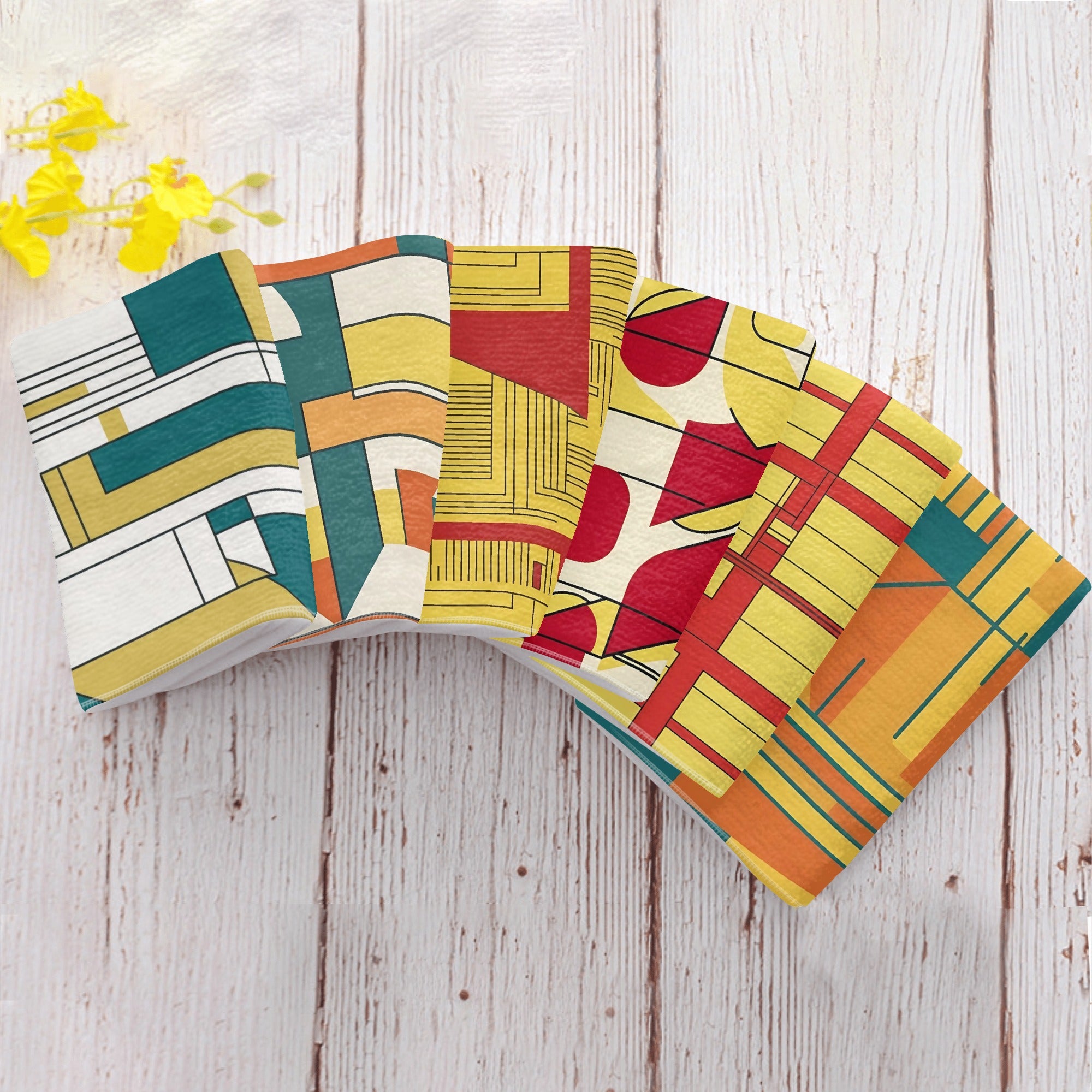 Mid Century Modern Hand Towels, Bauhaus Designed Kitchen Bath Hand Towels - Mid Century Modern Gal