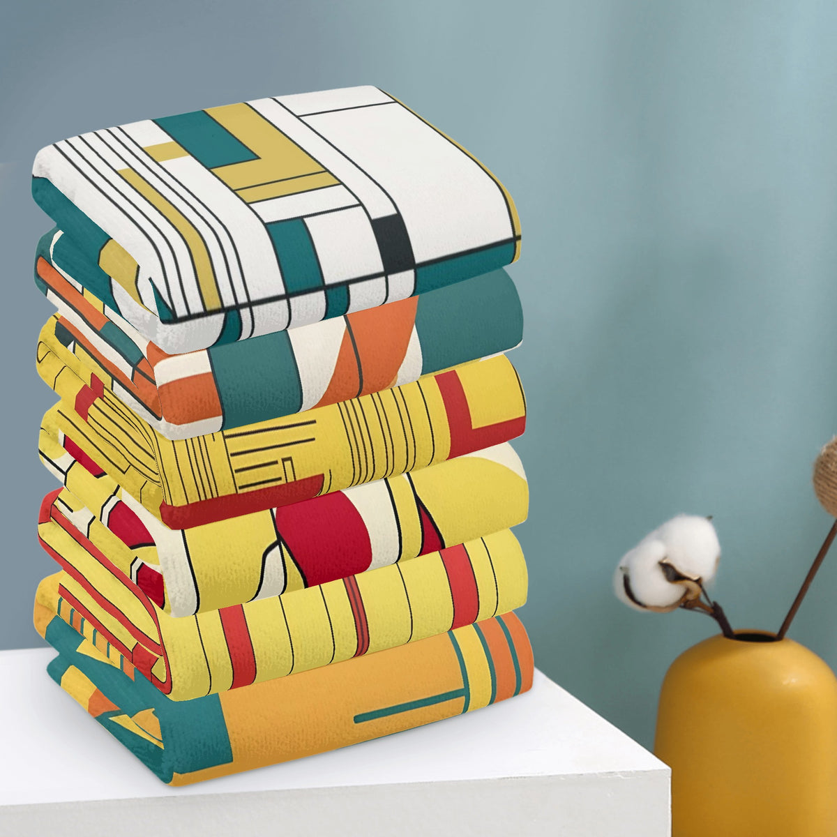 Mid Century Modern Hand Towels, Bauhaus Designed Kitchen Bath Hand Towels - Mid Century Modern Gal