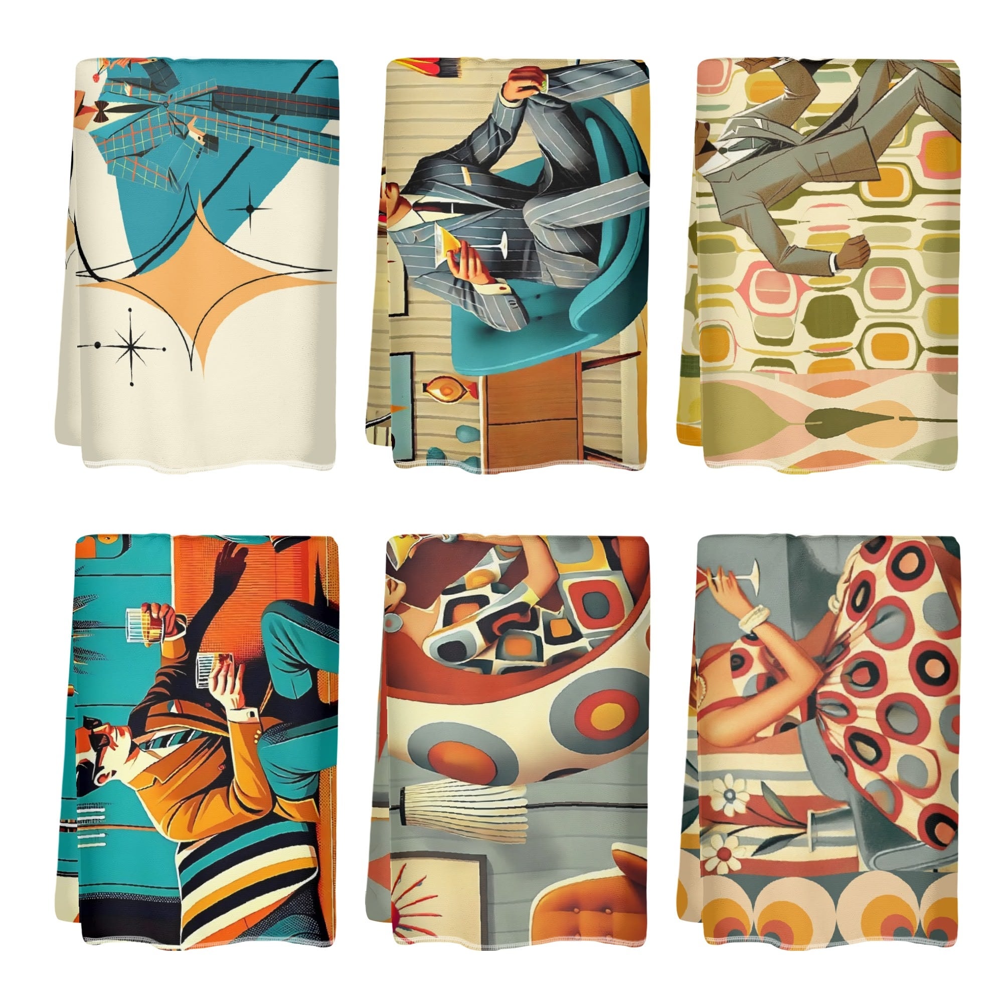 Mid Century Modern Bar Towels, All Inclusive, Mid Mod Kitschy MCM Barware - Mid Century Modern Gal