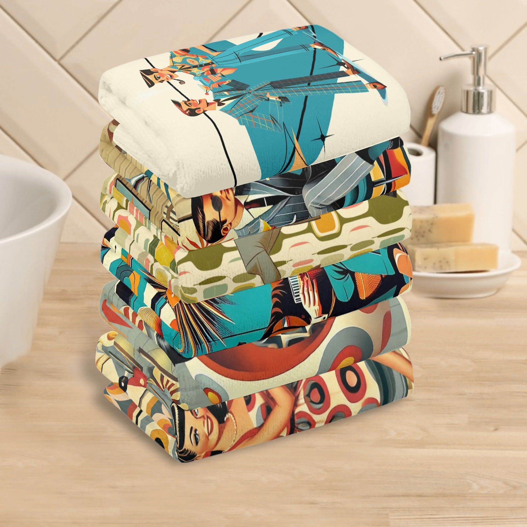 Mid Century Modern Bar Towels, All Inclusive, Mid Mod Kitschy MCM Barware - Mid Century Modern Gal