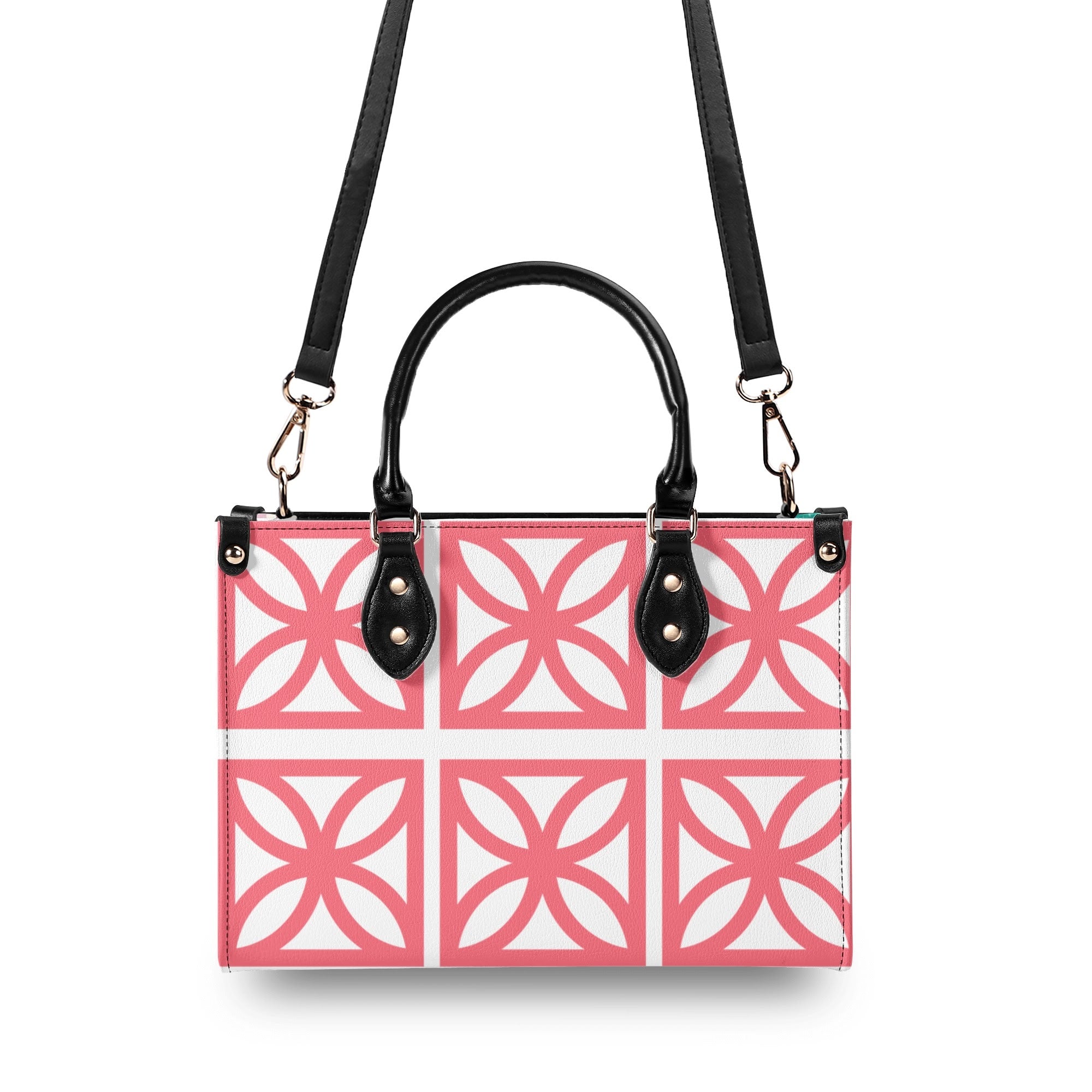 Mid Century Modern 50s Breeze Block, Aqua Coral, Atomic Cat, Spring Summer MCM Gal Signature Kitschy Handbag, Shoulder Bag - Mid Century Modern Gal