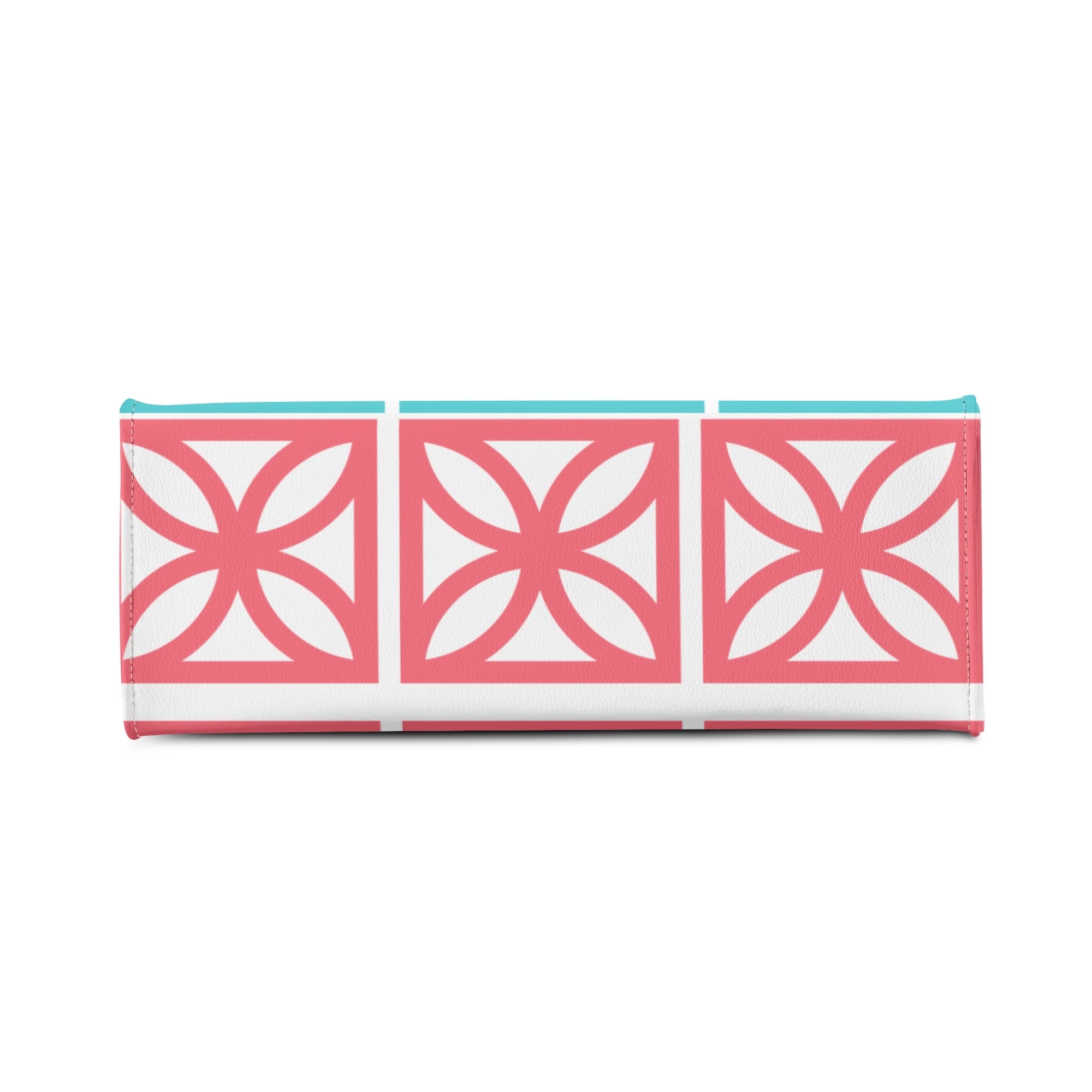 Mid Century Modern 50s Breeze Block, Aqua Coral, Atomic Cat, Spring Summer MCM Gal Signature Kitschy Handbag, Shoulder Bag - Mid Century Modern Gal