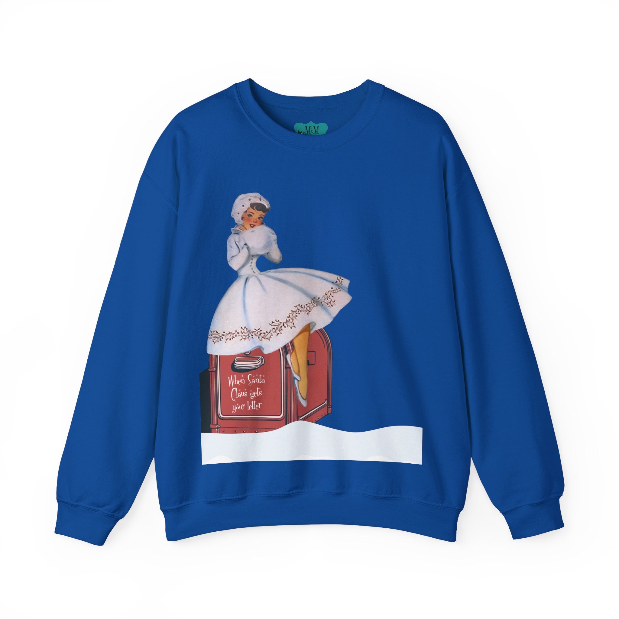 Mid Century Modern Christmas, Mod Gal, Kitschy Vintage-Inspired Unisex Heavy Blend™ Crewneck Sweatshirt - "When Santa Gets Your Letter" - Mid Century Modern Gal