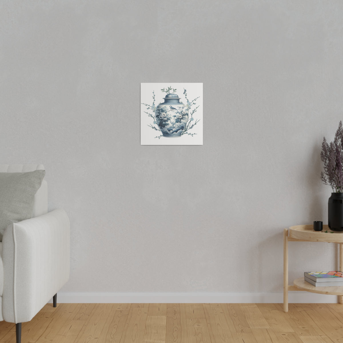 Chinoisiere Wall Art, Ginger Jar, Florals, Birds, Southern Elegance, Matte Canvas - Mid Century Modern Gal
