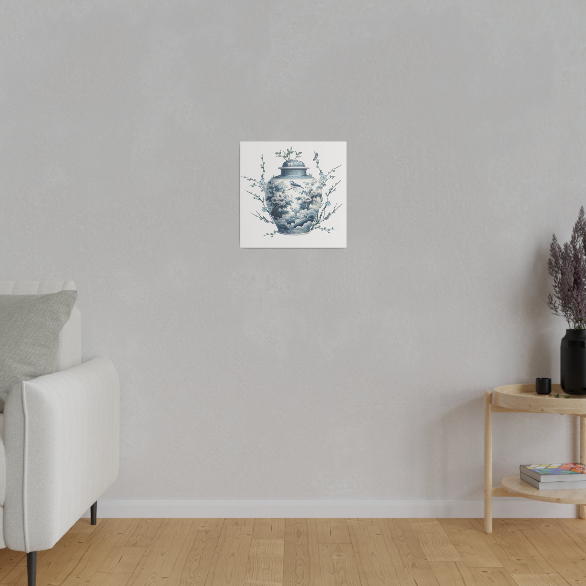 Chinoisiere Wall Art, Ginger Jar, Florals, Birds, Southern Elegance, Matte Canvas - Mid Century Modern Gal