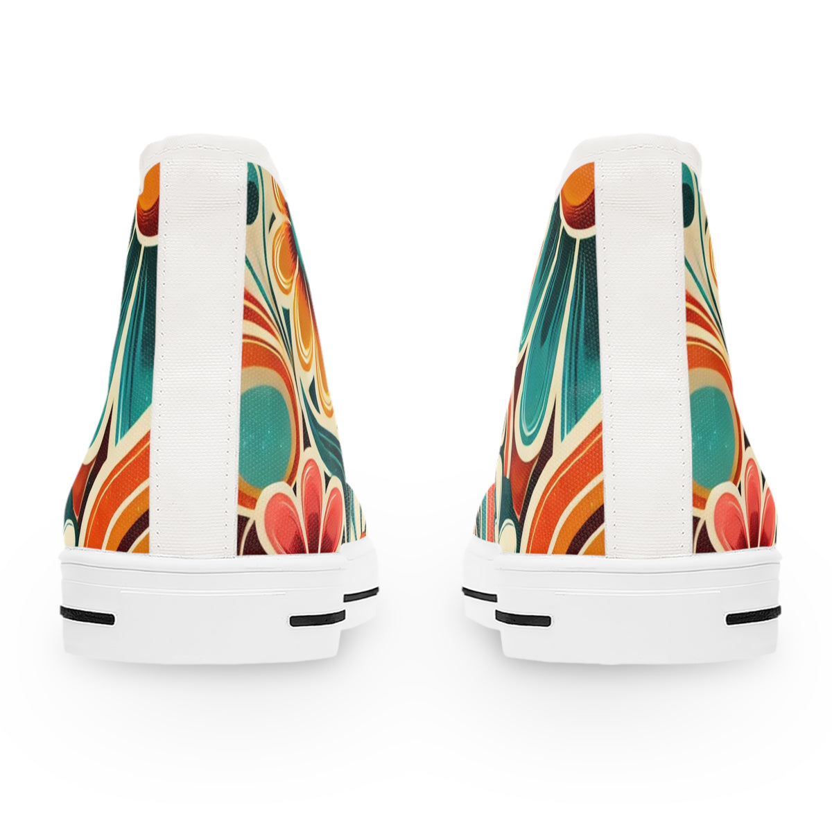 Retro 70s Bohemian Floral Women's High Top Sneakers - Vibrant Style for Every Occasion - Mid Century Modern Gal