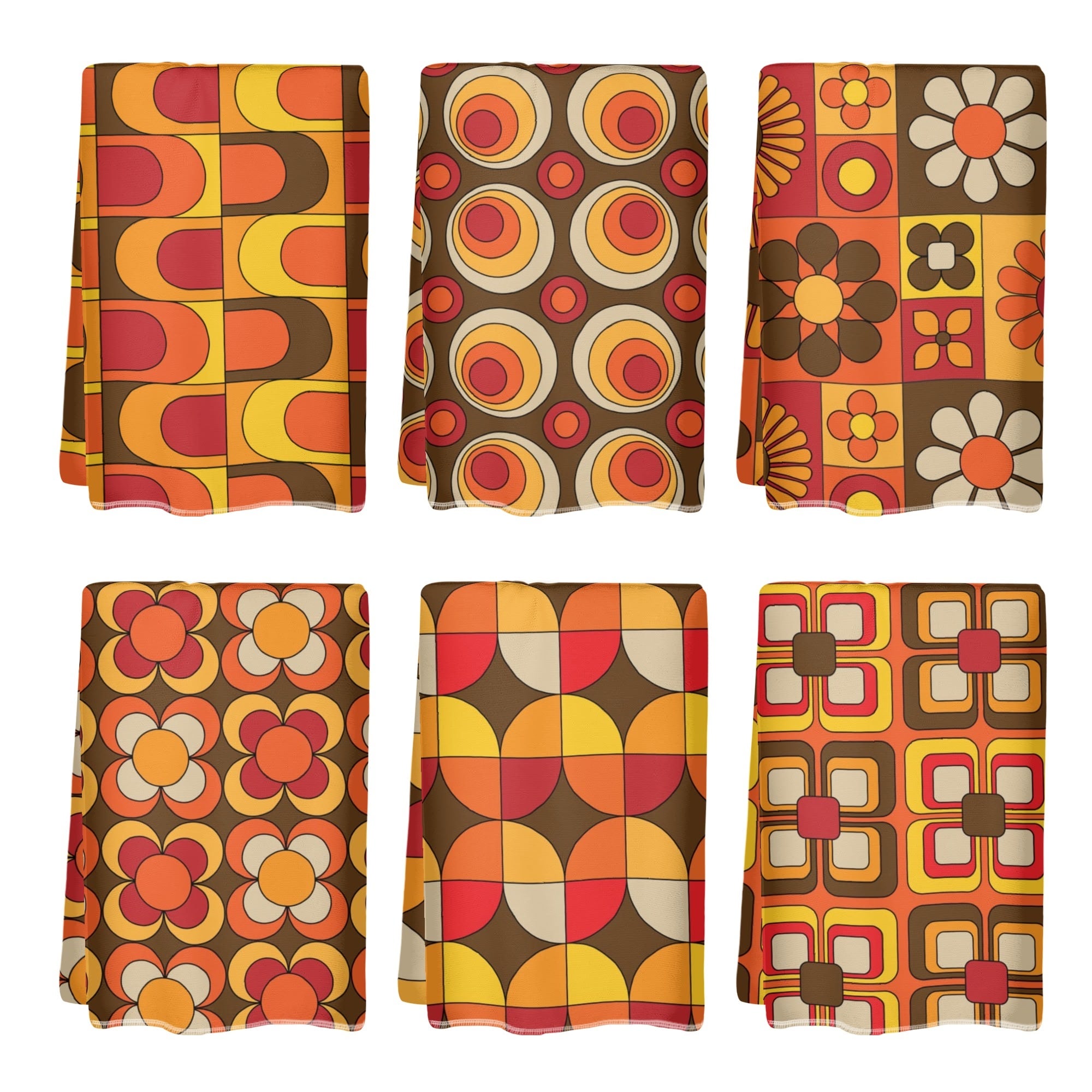 Retro Groovy Mod 60s 70s Mid Century Modern Designed Kitchen Bath Hand Towels - Mid Century Modern Gal