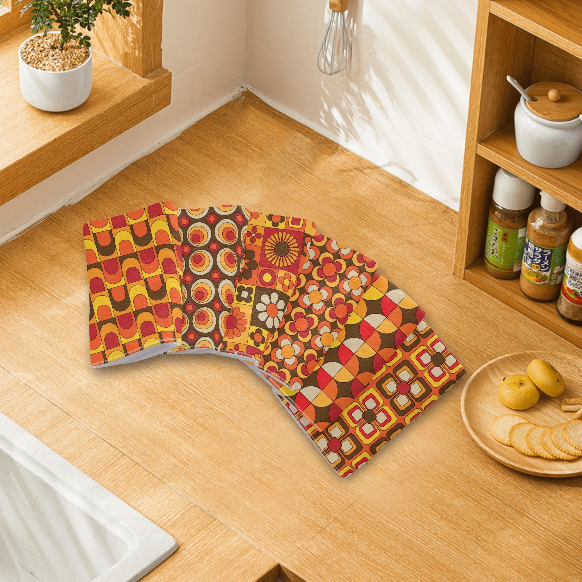 Retro Groovy Mod 60s 70s Mid Century Modern Designed Kitchen Bath Hand Towels - Mid Century Modern Gal