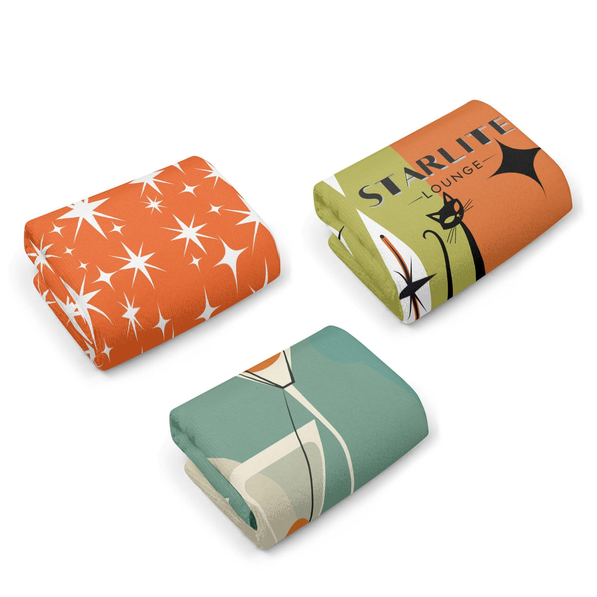 Mid Century Modern Barware Kitschy Mod Hand Towels For Home Bar - Mid Century Modern Gal