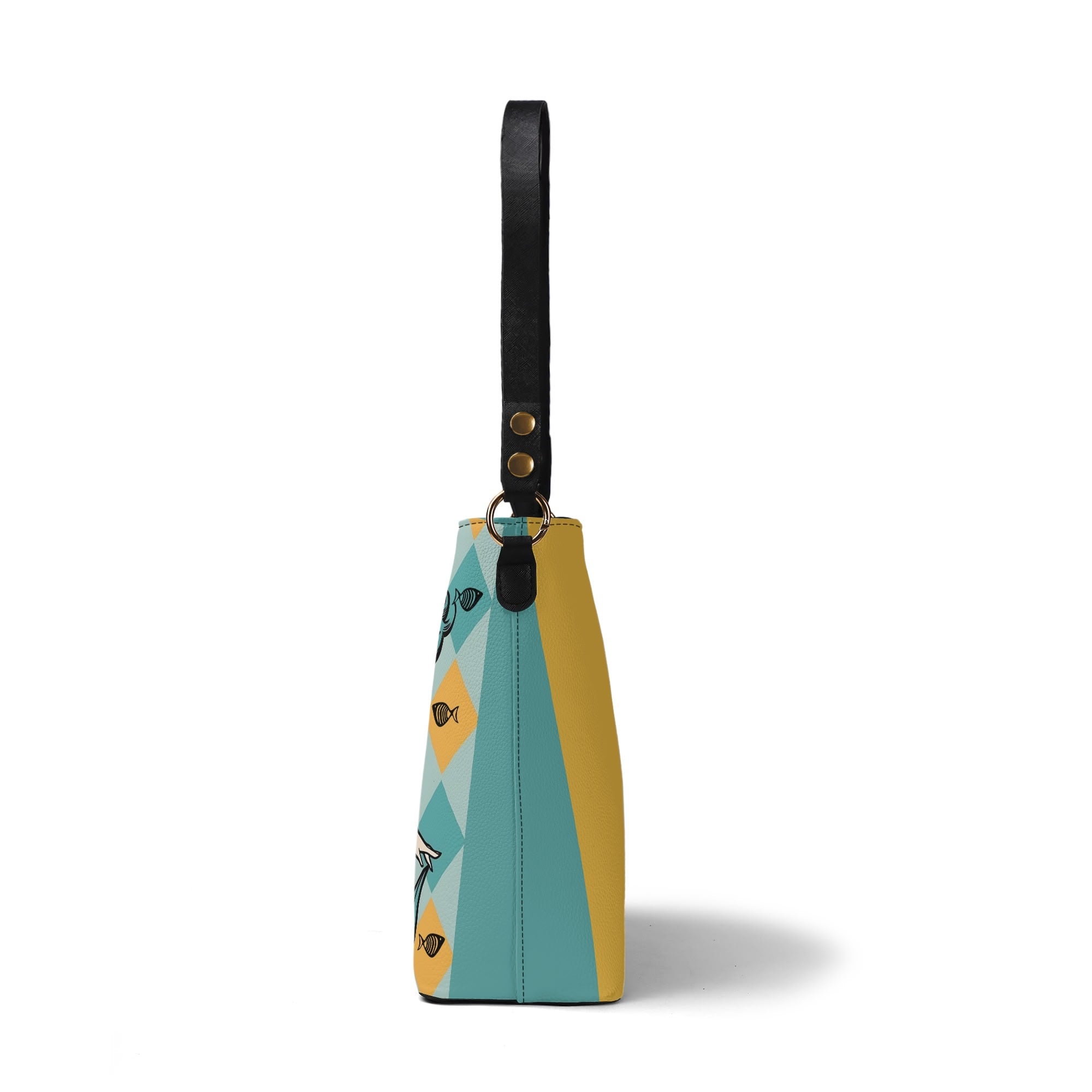 Retro Mermaid Cocktail Lounge Shoulder Bag, Atomic 50s Fashion Bag, Teal Reversible Design By MCM Gal, Mid Century Mod Kitschy Trendy Purse - Mid Century Modern Gal