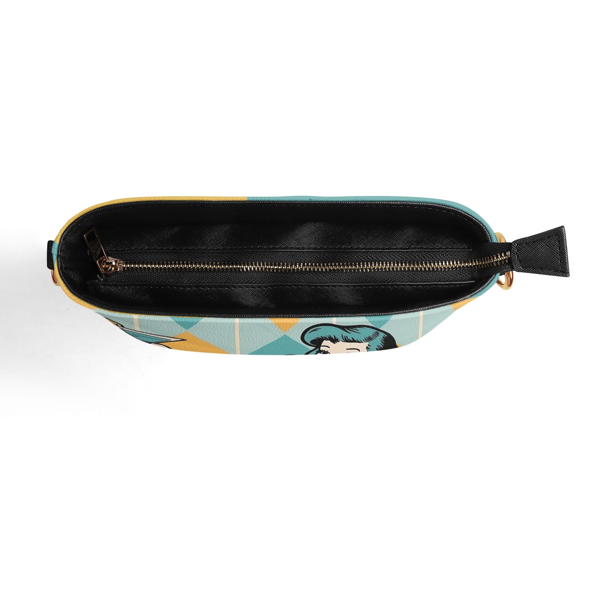 Retro Mermaid Cocktail Lounge Shoulder Bag, Atomic 50s Fashion Bag, Teal Reversible Design By MCM Gal, Mid Century Mod Kitschy Trendy Purse - Mid Century Modern Gal